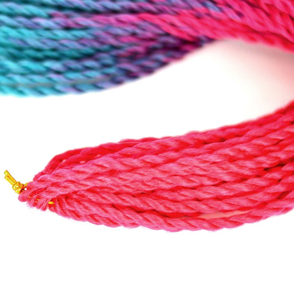 MyBraids YOUR Twist Zöpfe Ombre BRAIDS! Pack Pink-Wasserblau 3er Crochet Dunkles Kunsthaar-Extension Senegalese 21-SY Braids