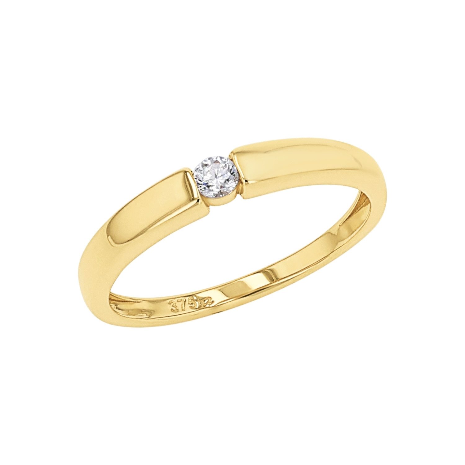 Amor Goldring Amor Ring für Damen, Gold 375, Zirkonia synth. (Solitärring, 1-tlg)