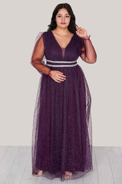 Modabout Abendkleid Langes Maxikleid Sommerkleid für große Größen- NELB0588D5160MOR (1-tlg)