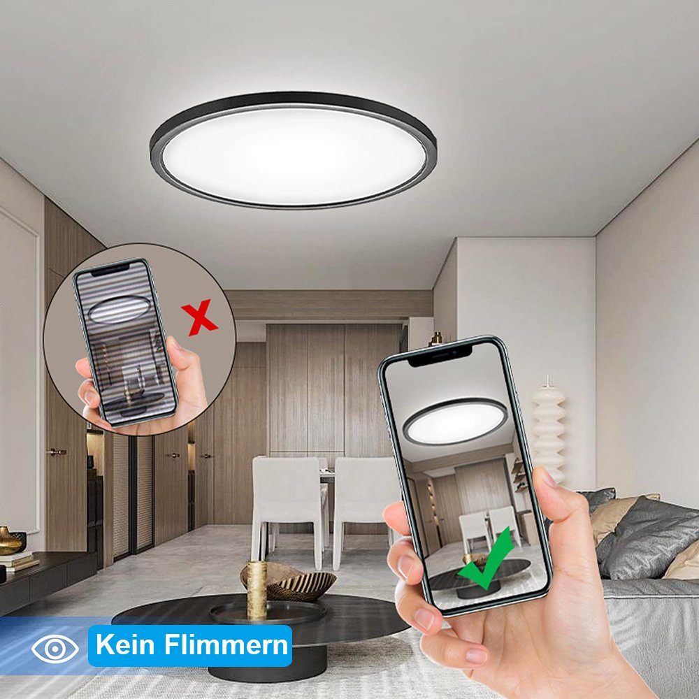MUPOO LED Deckenleuchte LED Panel Schwarz/Weiß, innen Pendelleuchte Wandleuchte IP44, LED Design,Energiesparend&Einfach Bedienen 3 Zu 28-48W, Deckenleuchte Größen, 3 schlankes Farbtemperaturen