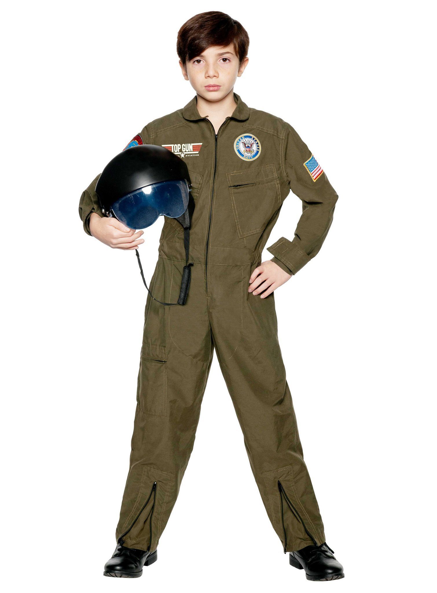 Underwraps Kostüm US Navy Top Gun Kampfpilot Kostüm für Kinder, Filmreifes Kostüm für den Elitepiloten-Nachwuchs der Navy