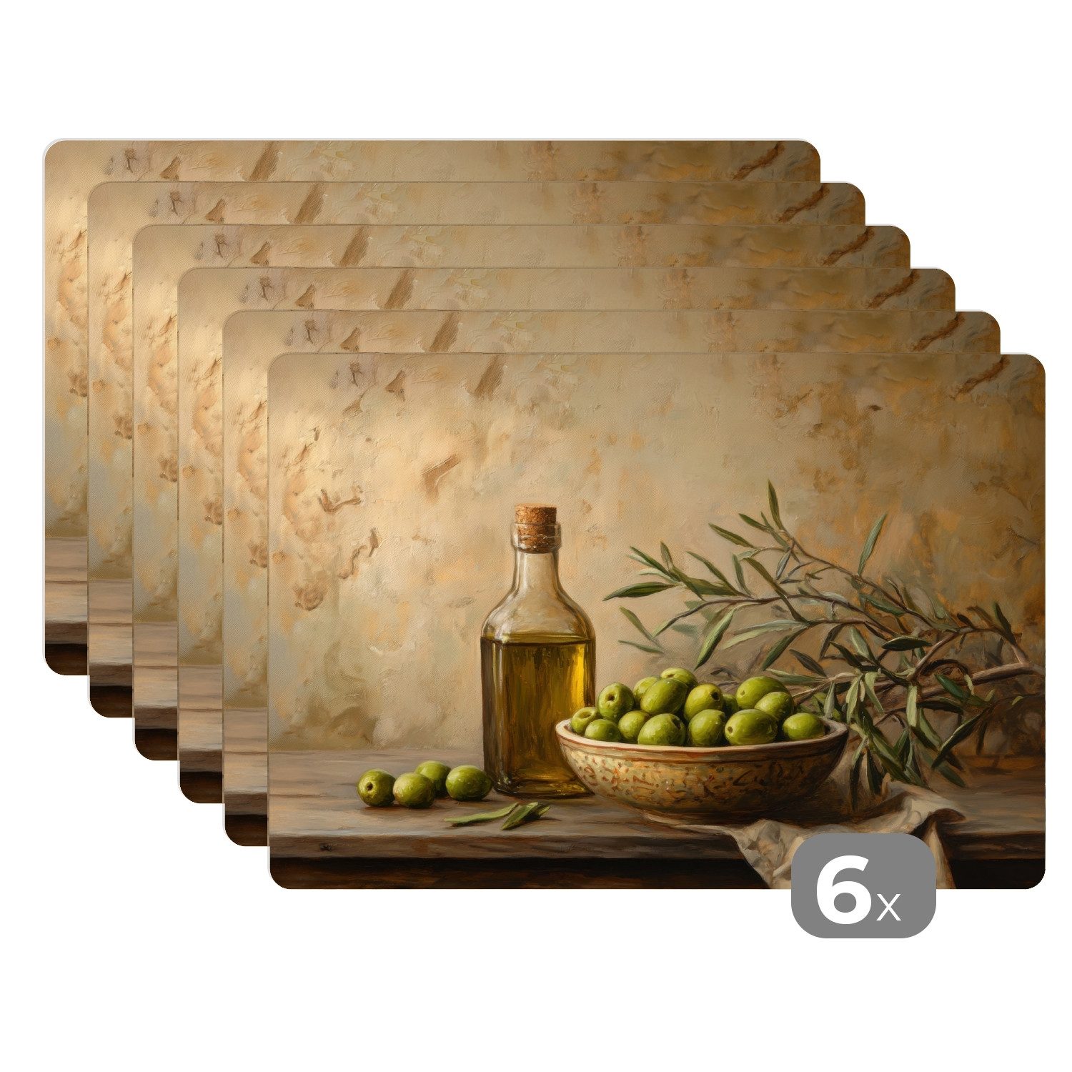 MuchoWow Platzset Oliven - Stilleben - Vintage, (6-St), Platzsets, Tischset günstig online kaufen