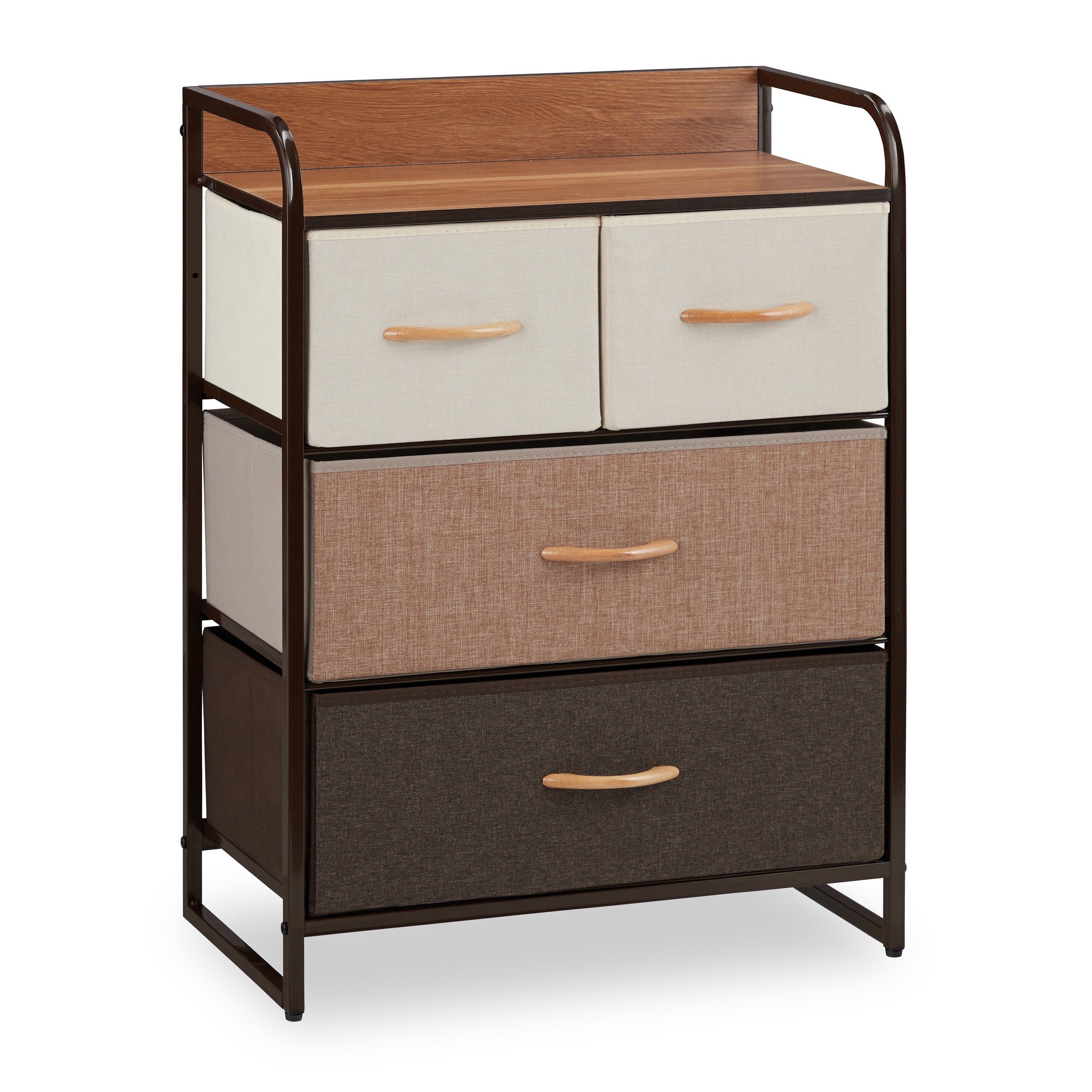 vers. Beistellschrank Beige A Schubladenschrank Braun Designs Hellbraun relaxdays