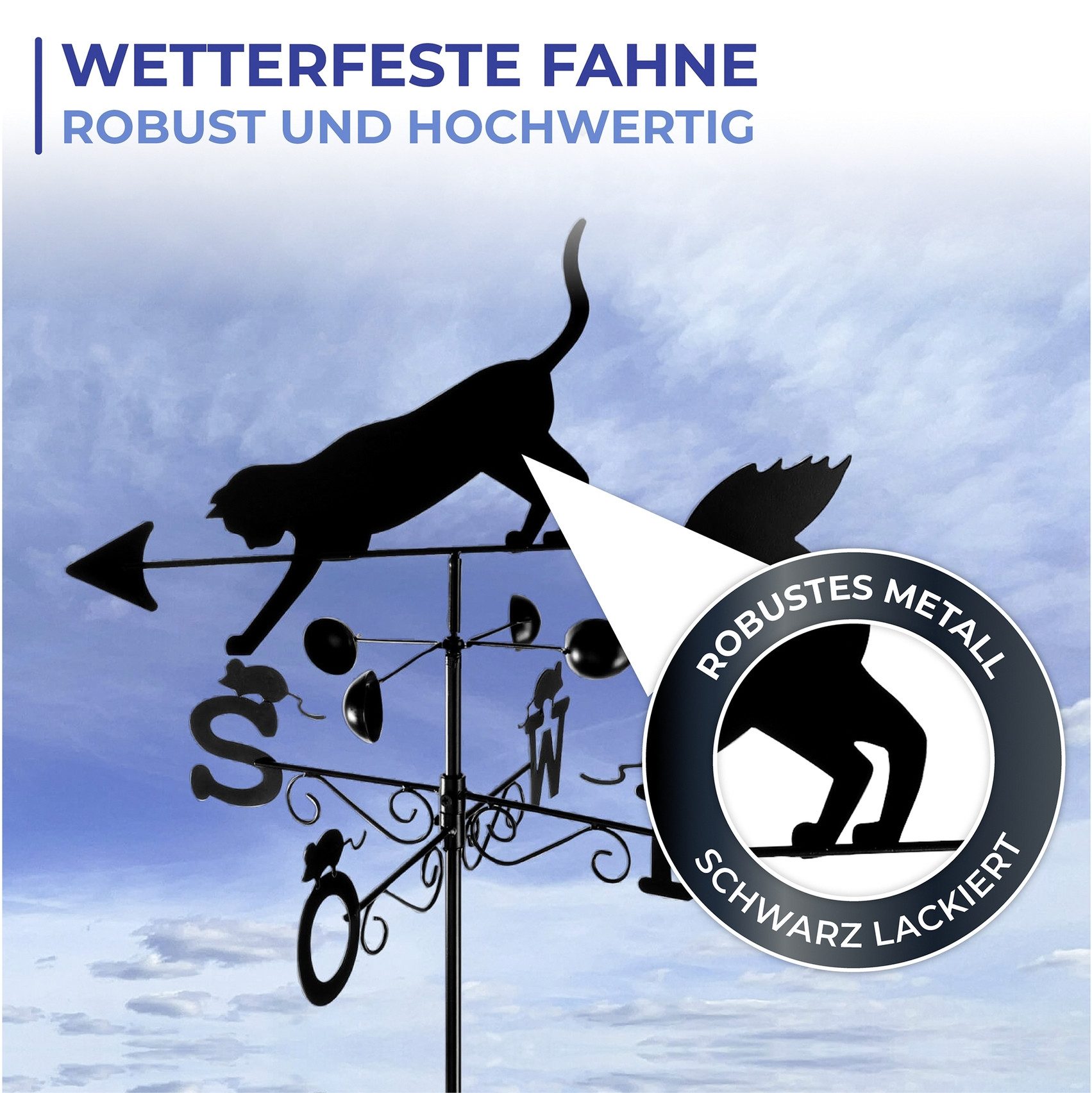 WENKO Wetterfahne Katze, BxLxH: 50x40x170 cm
