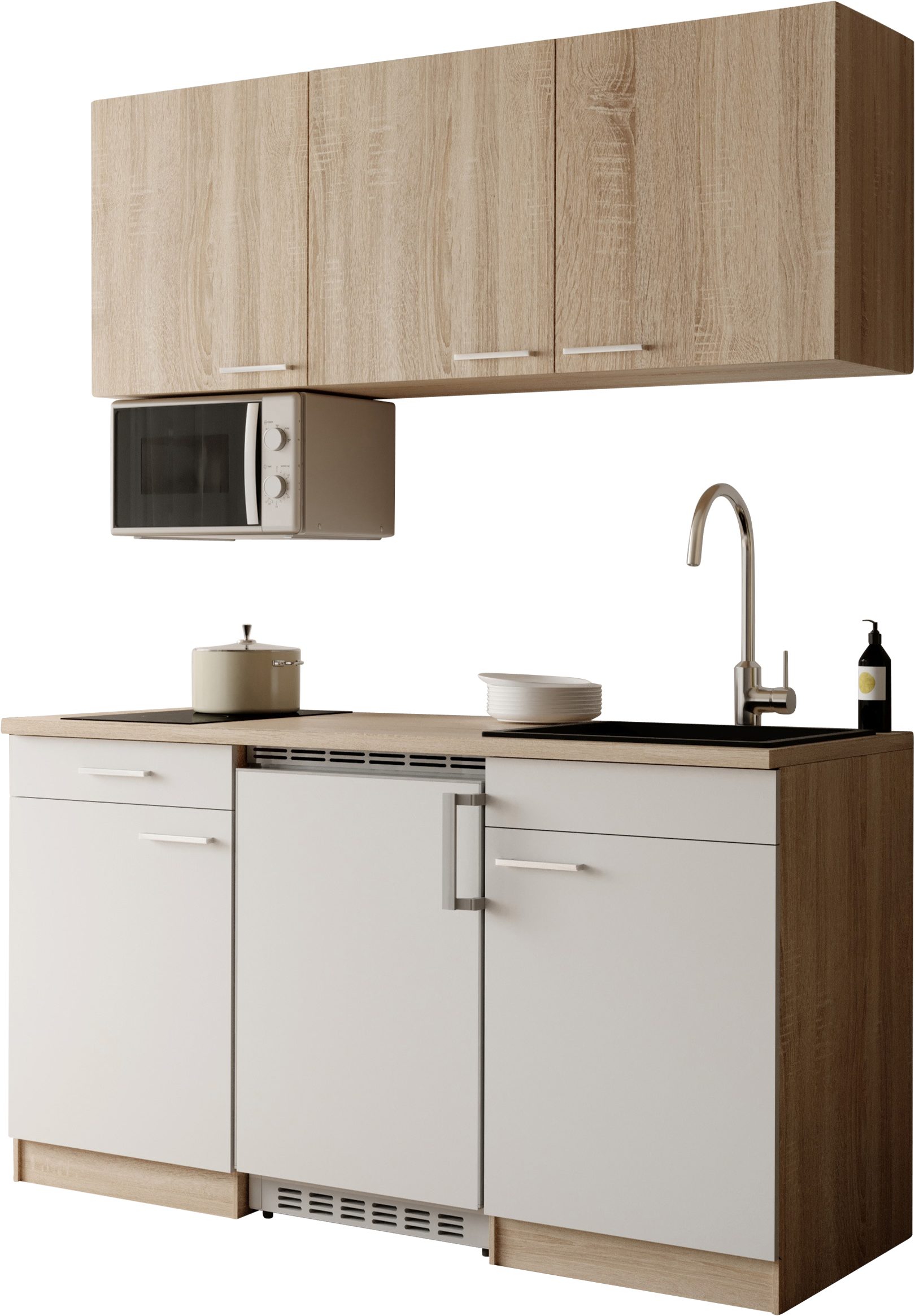 RESPEKTA Pantryküche Ingrid, zerlegt, wahlweise mit Mikrowelle, Soft-Close-Funktion, Breite 150 cm