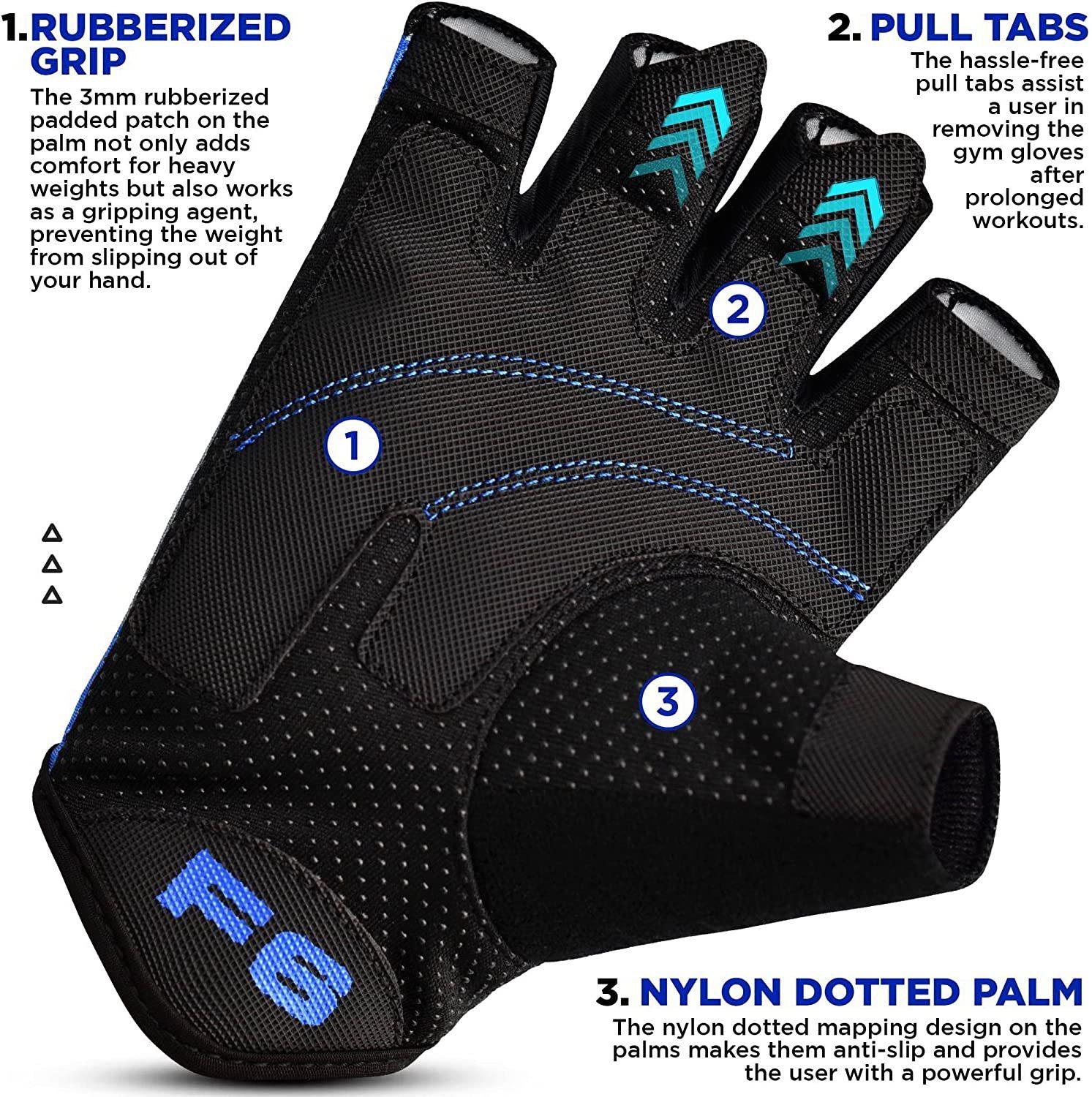 RDX Trainingshandschuhe Handschuhe, Workout Trainingshandschuhe, Handgelenkschutz Fitness BLUE RDX