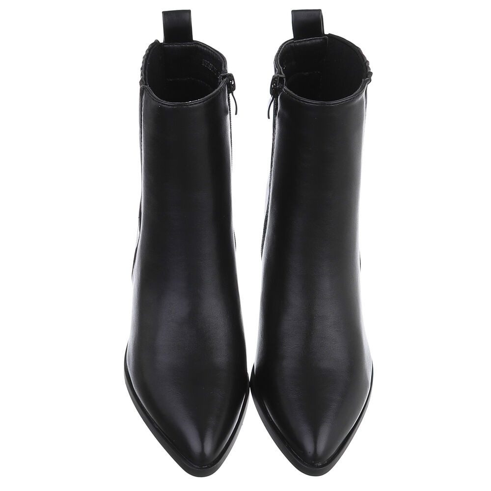 Ital-Design Damen Stiefelette mit Absatz und gerafftem Schaft High-Heel-Stiefelette (92392286) Blockabsatz Stiefeletten in Schwarz – Bild 4 von 5