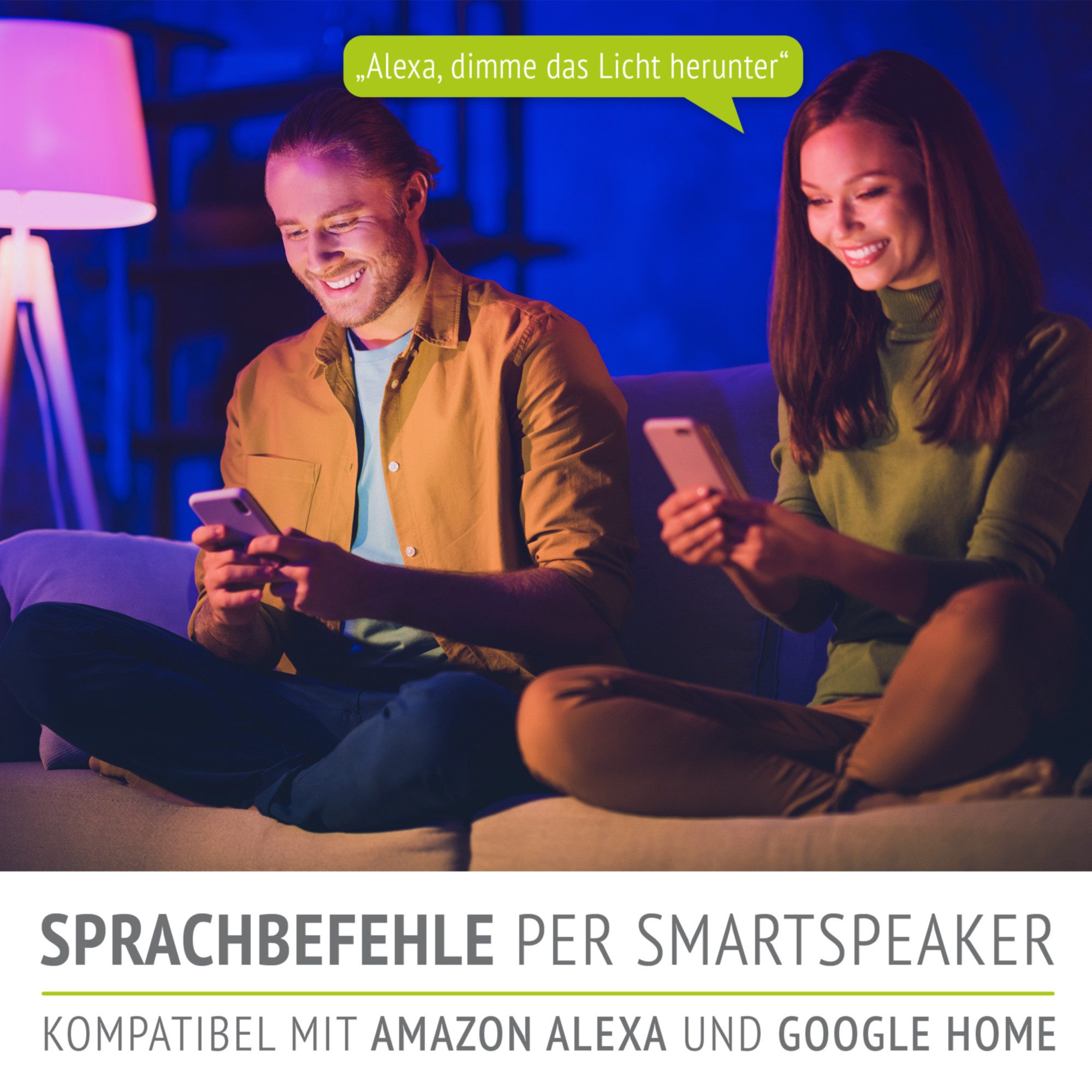 linovum LED Spiegelleuchte TAVIRA Stehlampe schwarz 2-flammig Smart GU10 LED WLAN RGB Bodenlampe, Smart