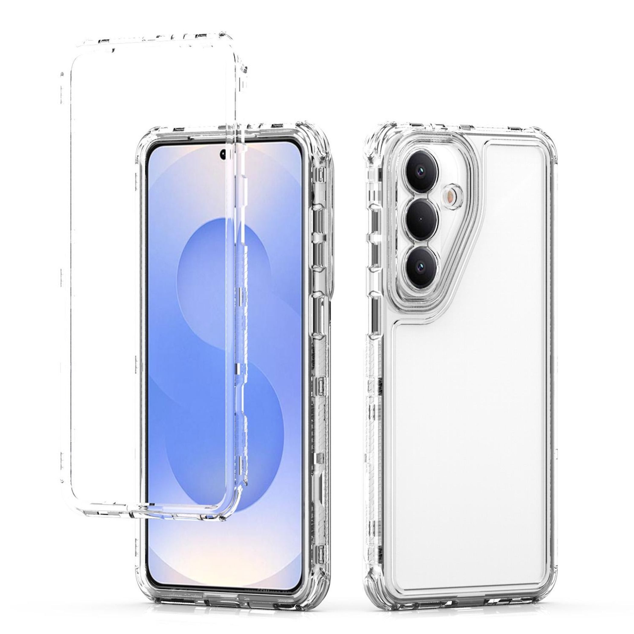Wigento Handyhülle Hybrid für Samsung Galaxy S26 5G TPU / Acryl Hybrid Schutz Transparent 6,3 Zoll, Hybrid Hülle mit verstärktem Kantenschutz