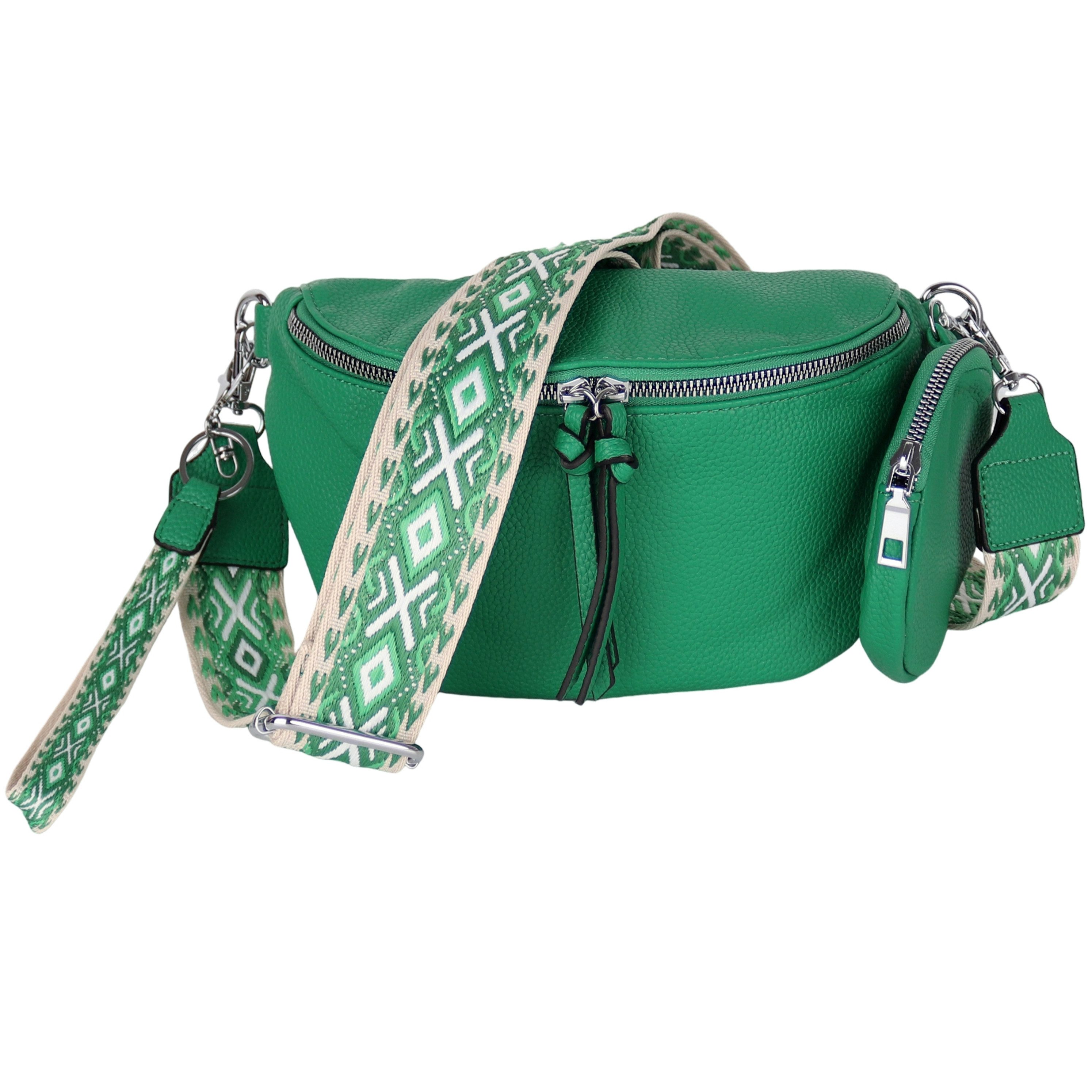 MIRROSI Bauchtasche Damen Taschen, Umhängetasche, Brusttasche, 26x16x8cm Veganes Leder (Schultertasche für jeden Anlass, (dazu 1x Schlüsselband und 1x Münzenbeutel), Crossbody Bag, Bohemian gemusterten & verstellbaren Schulterriemen