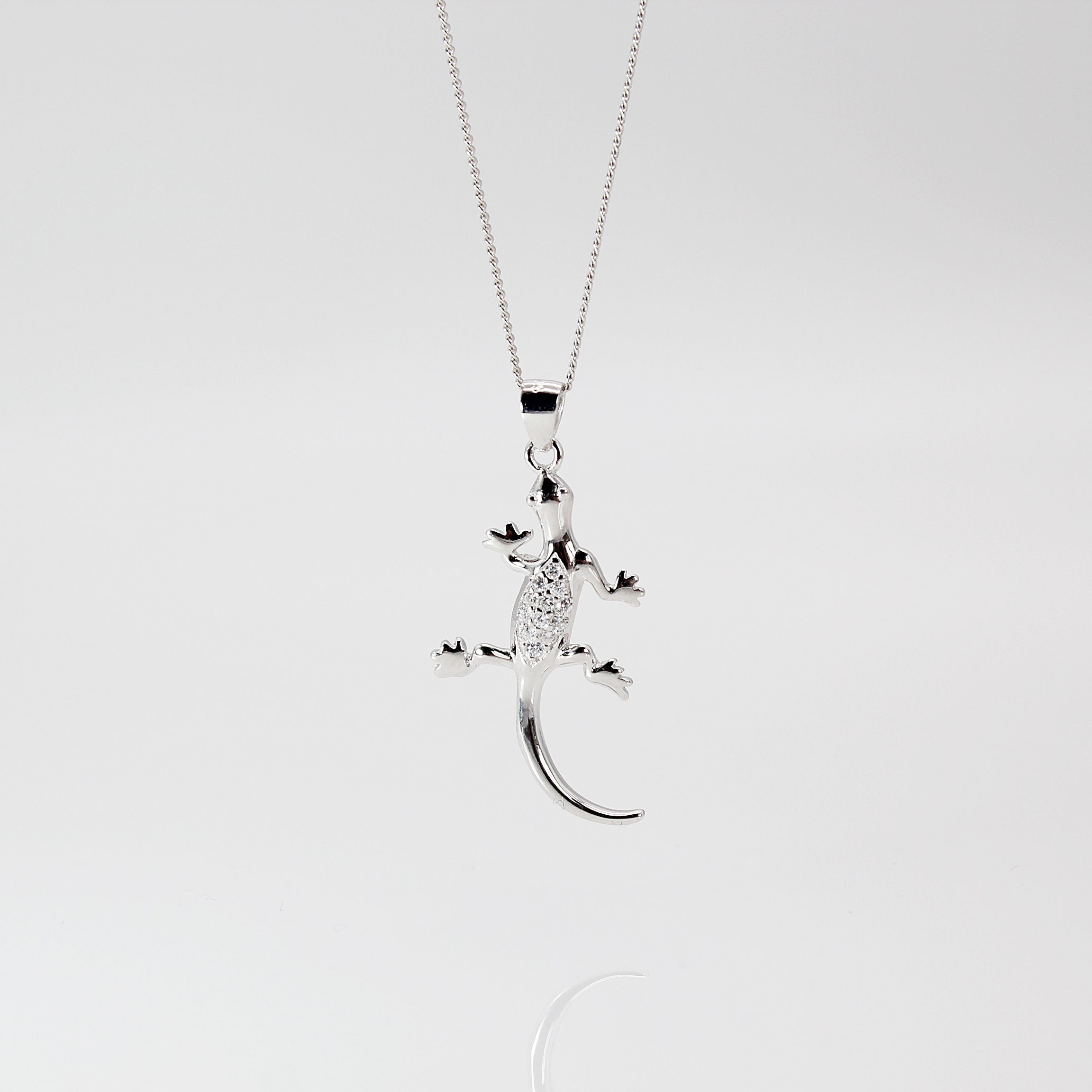 Eidechse Sterling inklusive ELLAWIL (Kettenlänge Geschenkschachtel Kette Anhänger Silberkette 925), Anhänger mit Gecko Tieranhänger Silber mit Halskette mit cm, 45