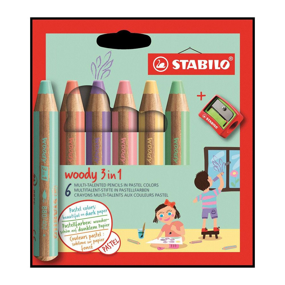 STABILO Buntstift STABILO - woody 3 in 1 - 6 Buntstifte, (6-tlg)