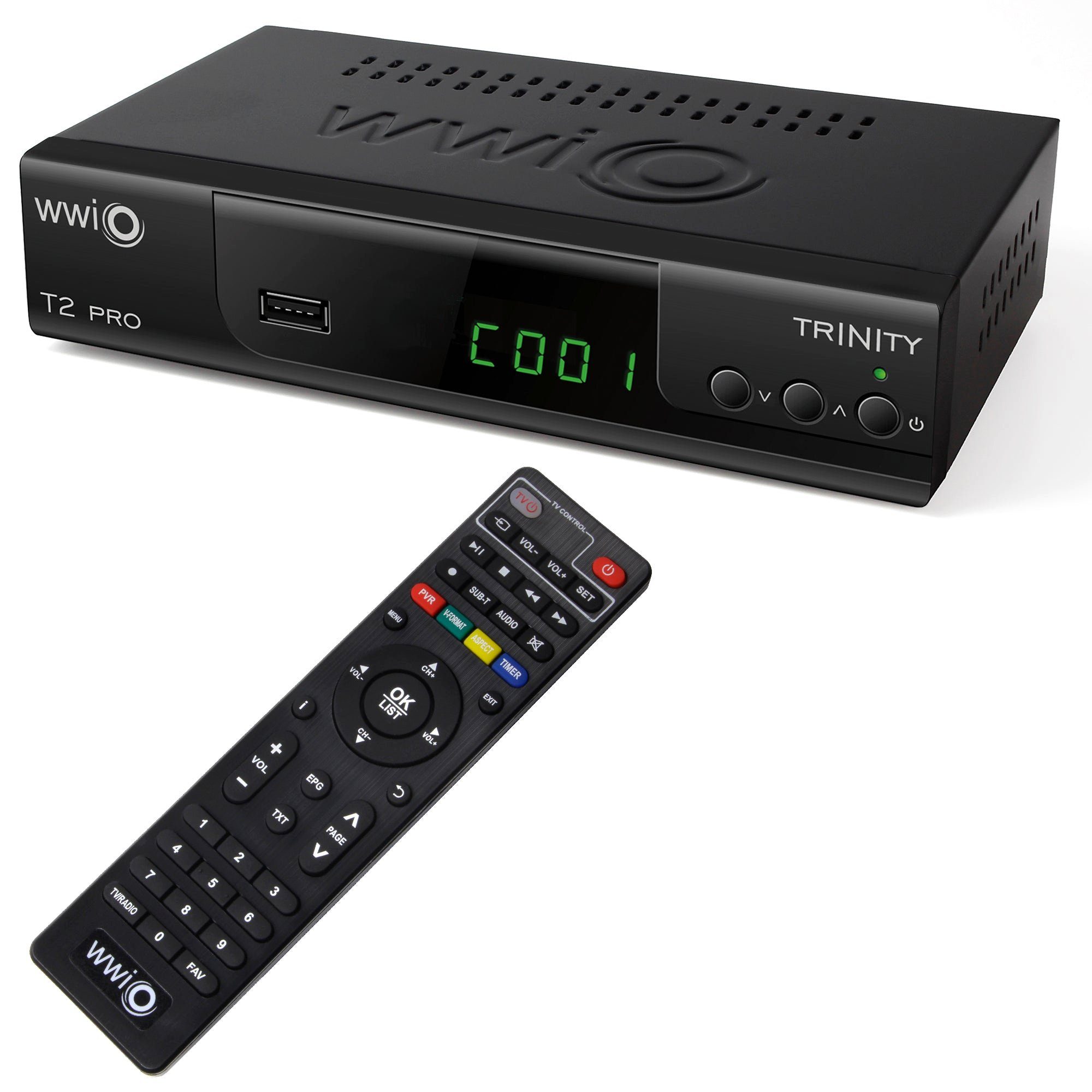 PVR DVB-T2, HDMI, HD PRO FullHD, WWIO T2 DVB-T2 2-in-1 Trinity WWIO with RCU Receiver USB,