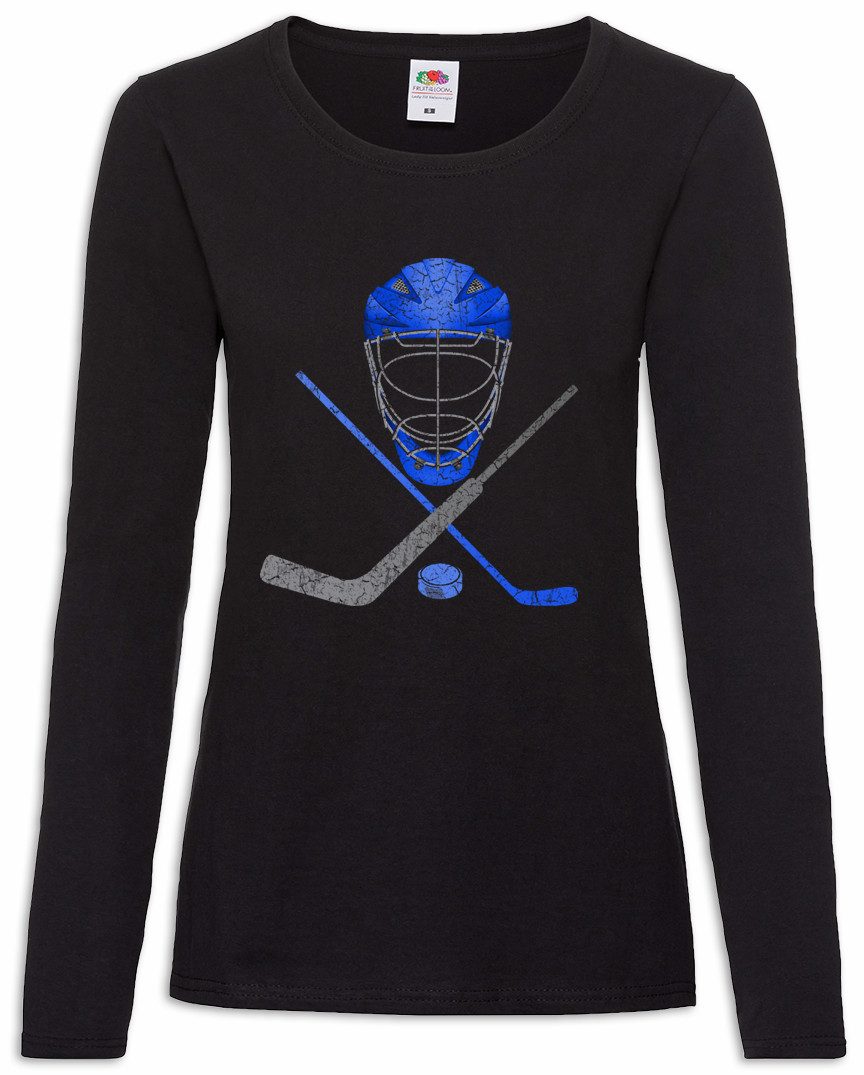 Urban Backwoods Langarmshirt Ice Hockey Tools Damen Langarmshirt Eishockey Puck Player Spieler (1-tlg) Schläger Bat Passion Love