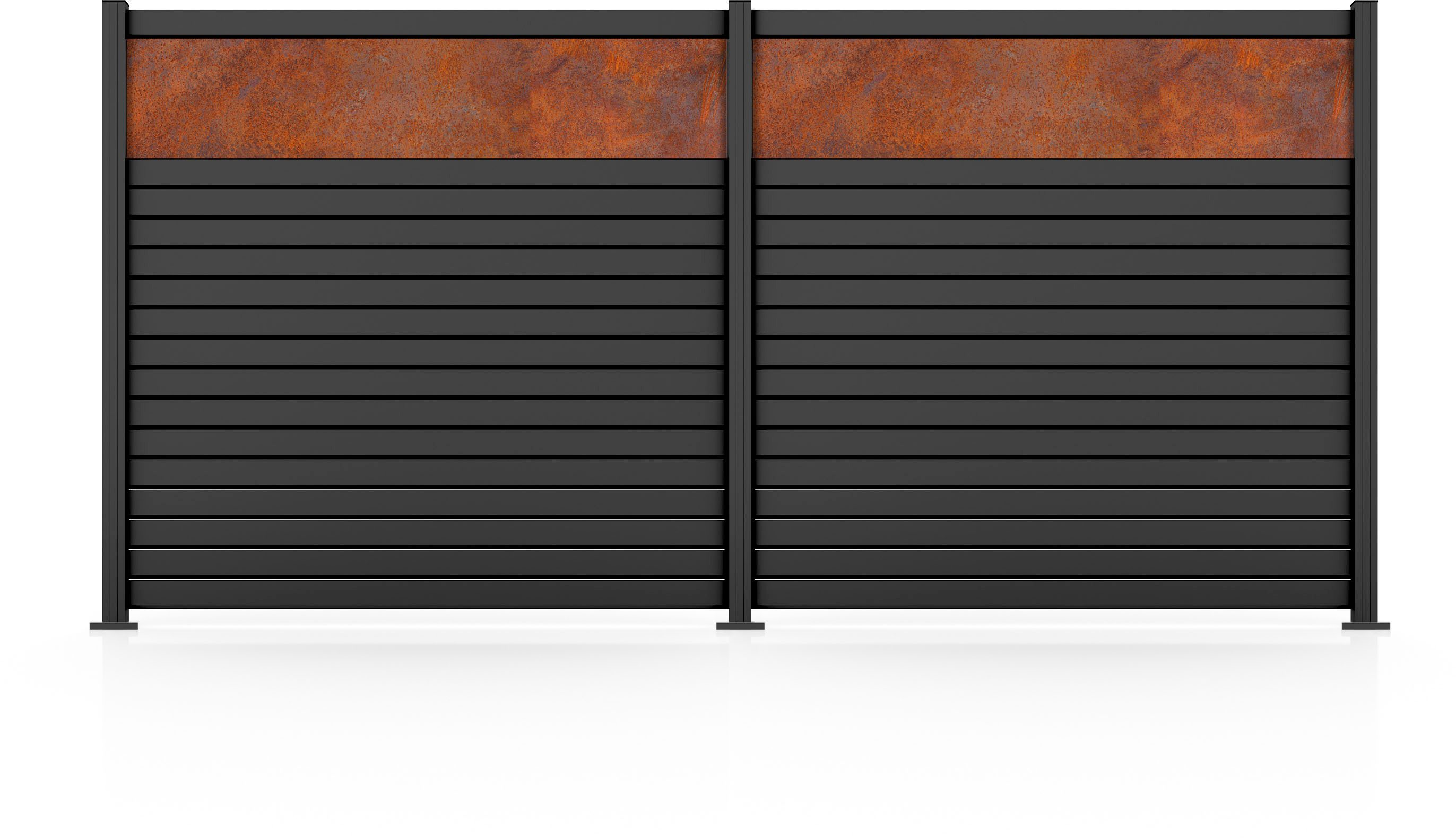 STAKET PRO Gartenzaun Komplettzaun »Rhombus Mini« Breite 1800 mm + Cortenstahl, (Set), Zaunhöhe 180 cm, Zaunlänge 3,684 - 5,526 m