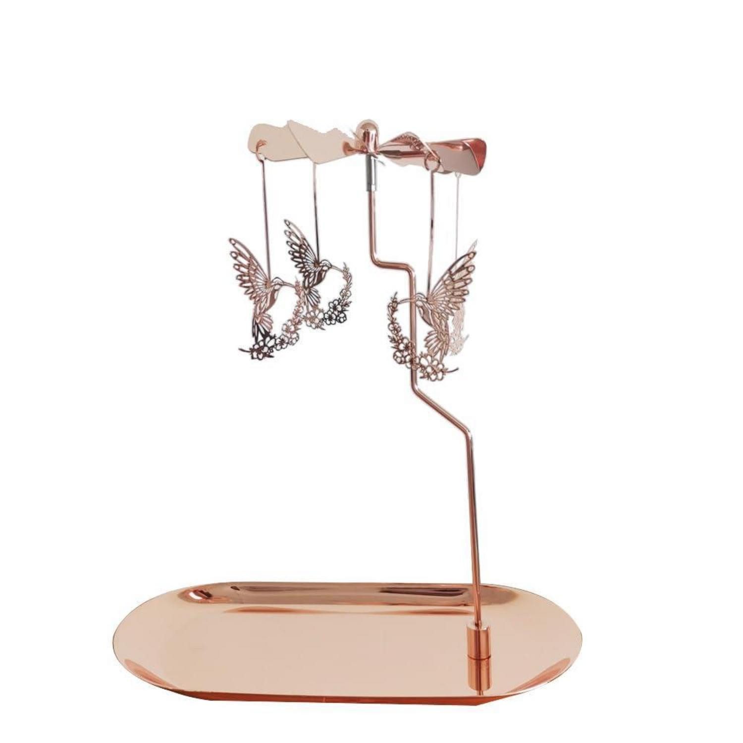 LuxusKollektion Teelichthalter Kerzenhalter Karussell Roségold Kolibri (1 St)