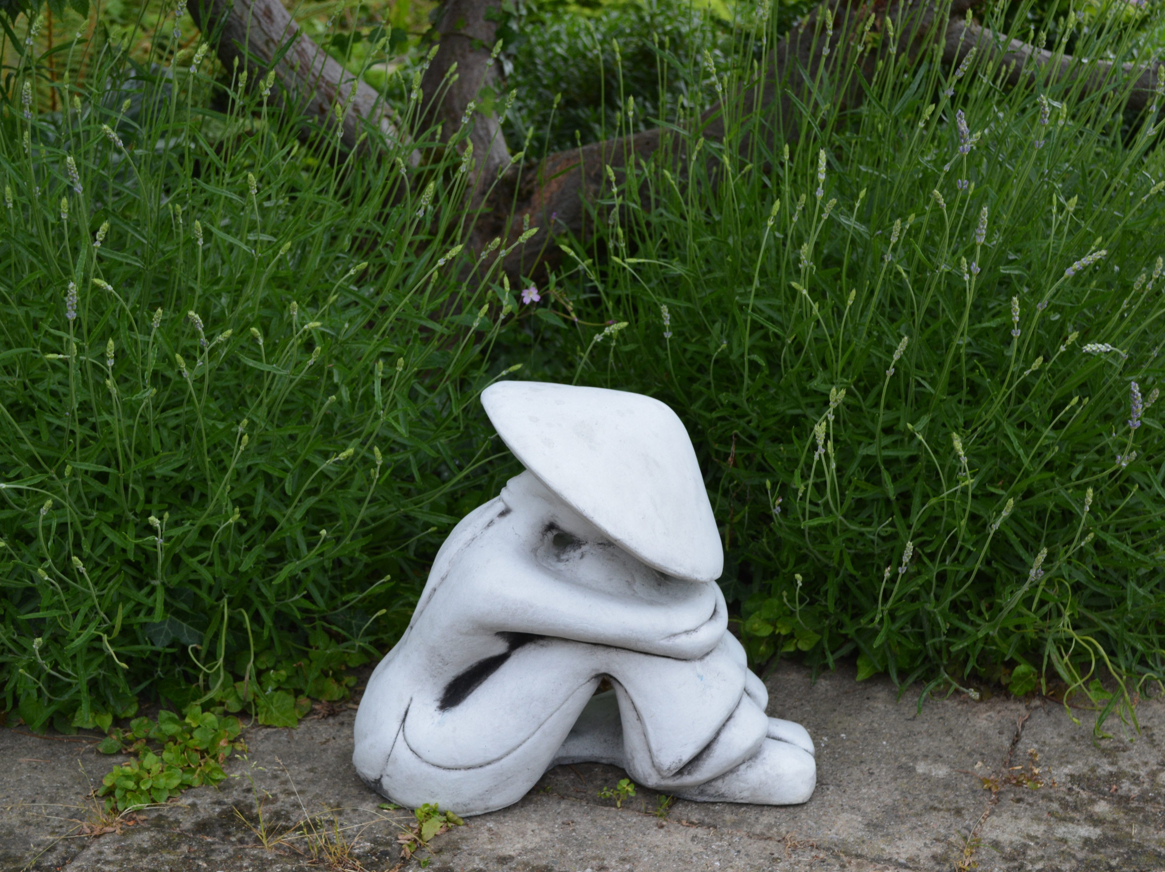gartendekoparadies.de Gartenfigur Statue eines chinesischen Bauers, Steinfigur, H. 29 cm, 13 kg, Frostsicher