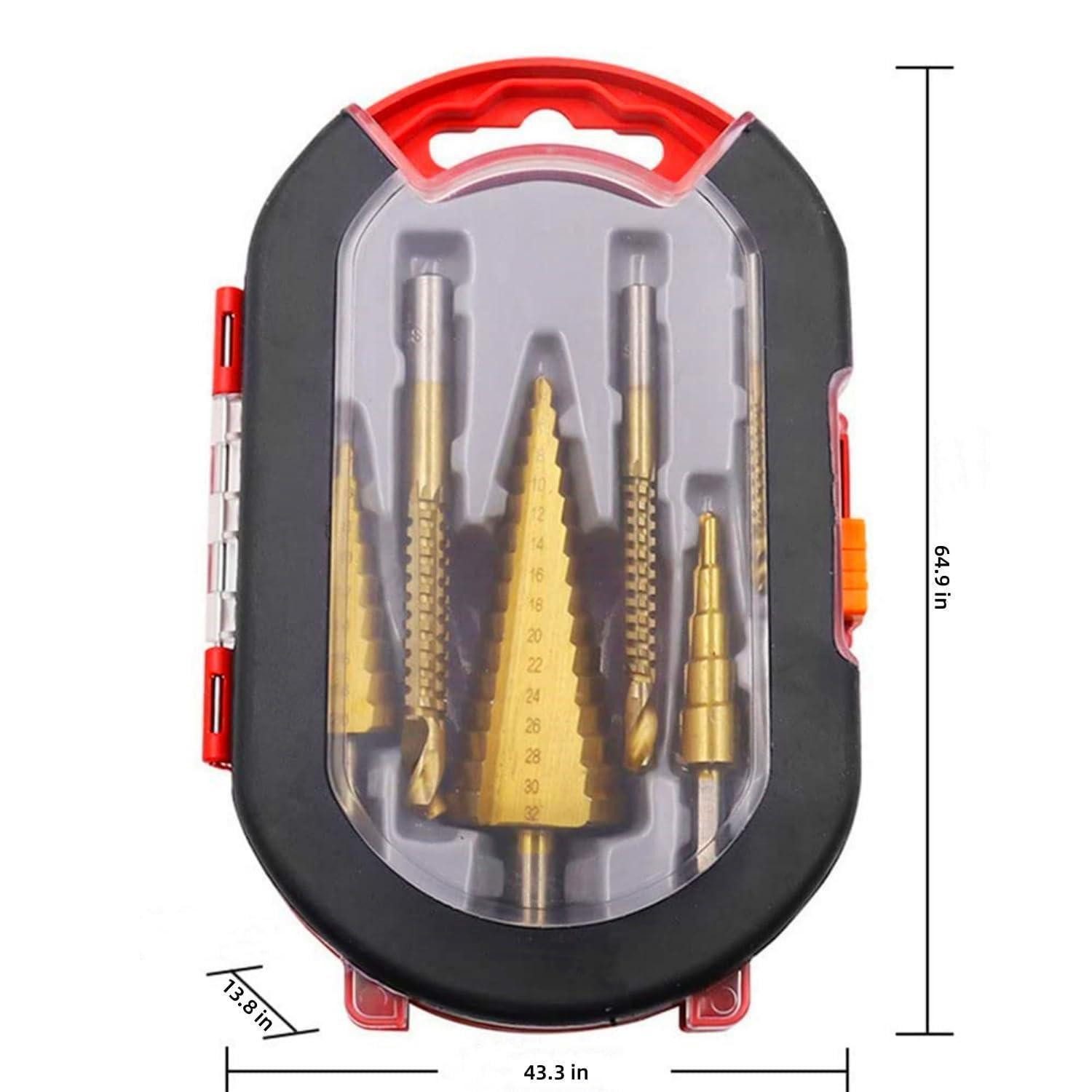 LuxusKollektion Stufenbohrer Stufenbohrer-Set 6-tlg HSS Titanbeschichtung 4-32 mm inkl Spiralbohrer