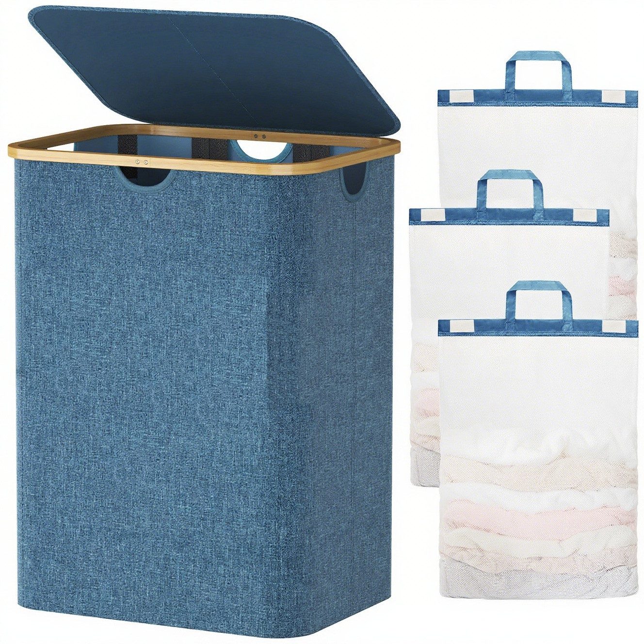 Lifewit Wäschebox 150L Wäschekorb mit Deckel 3 Fächer günstig online kaufen