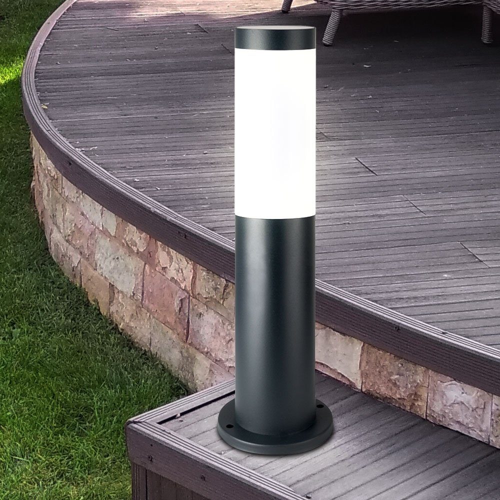 Sockelleuchte, Edelstahl Sockel Steh Leuchte ANTHRAZIT Garten