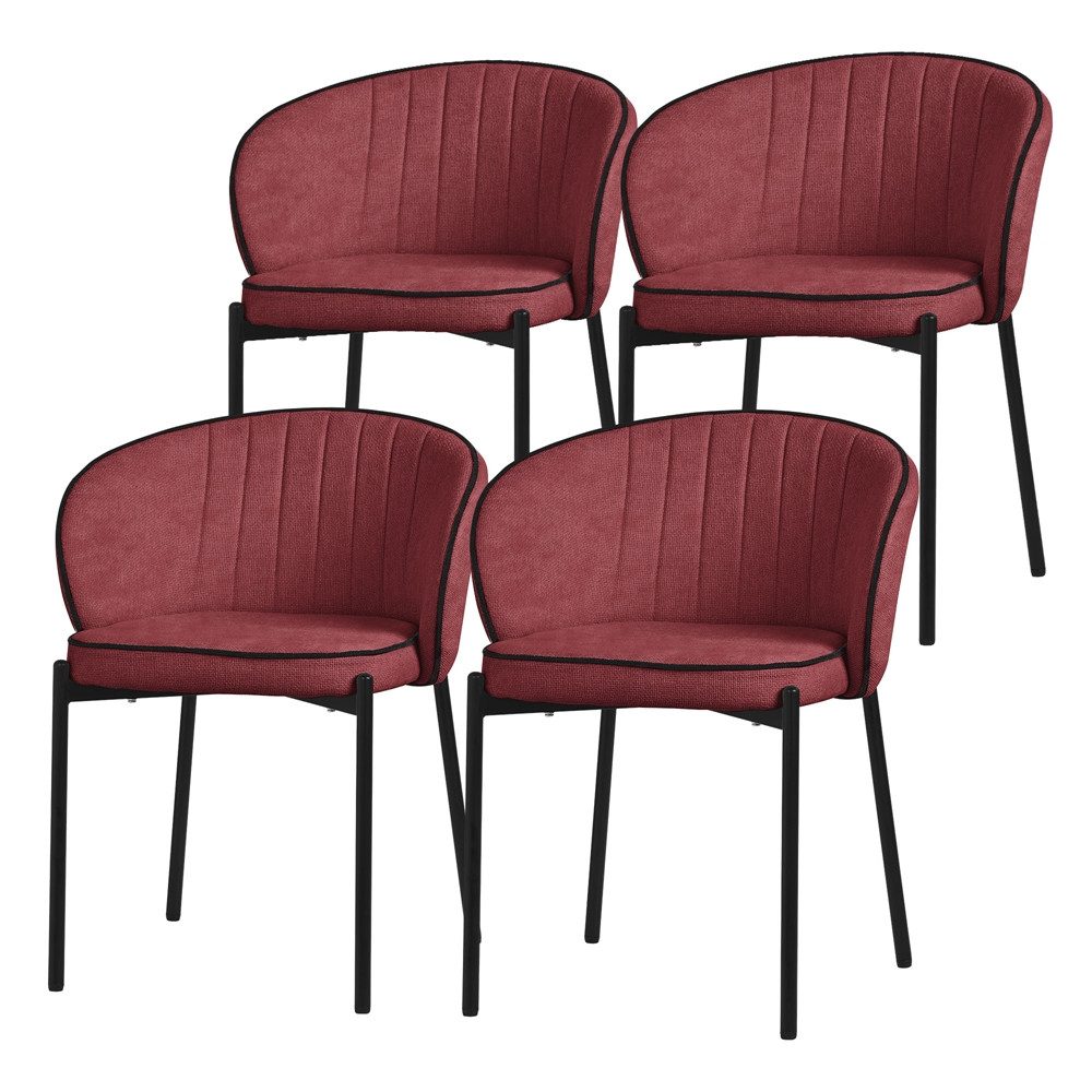 ML-DESIGN Polsterstuhl Esszimmerstühle mit Armlehne & Rückenlehne Ergonomische moderne Design (4 St), Armlehnstuhl mit Metallbeine 4er Set Rot Lounge Sessel bis 120kg