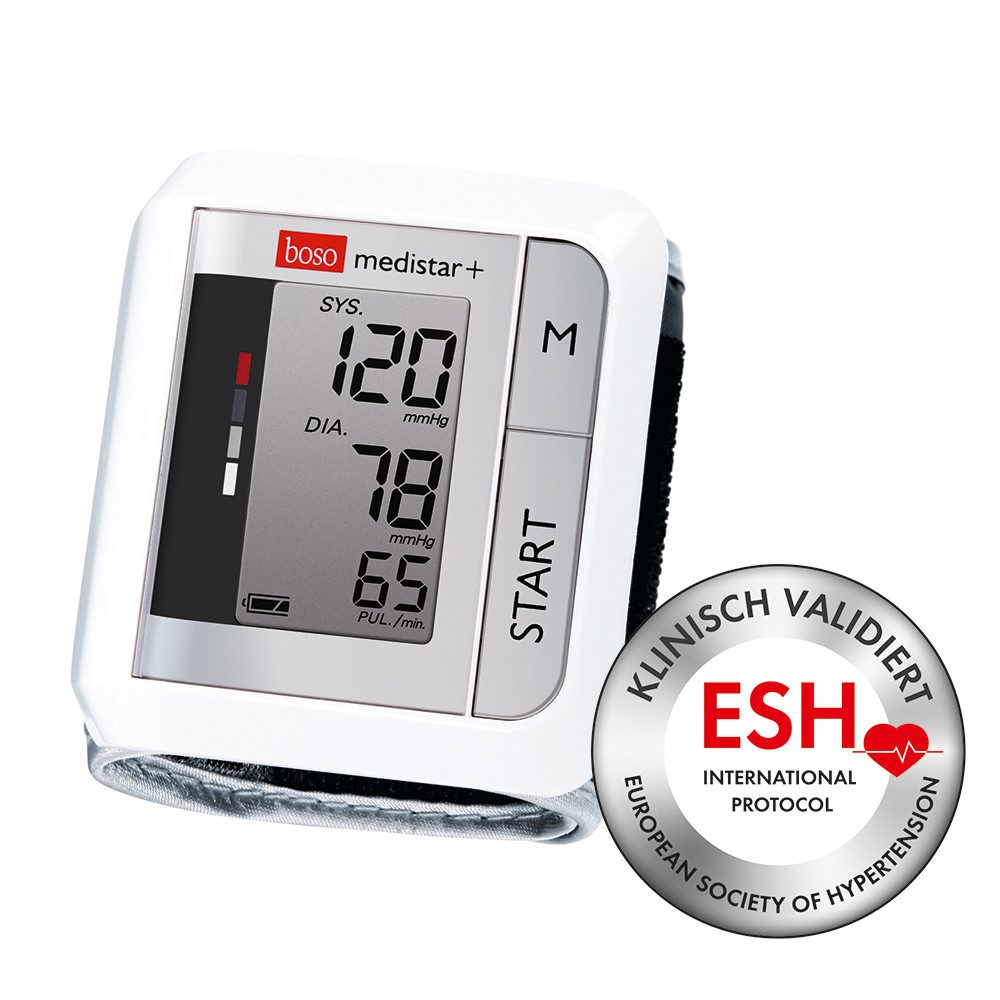 boso Handgelenk-Blutdruckmessgerät Medistar + Digitales Handgelenk-Blutdruckmessgerät: Klinisch validiert, Perfekt für unterwegs, Erkennt Unregelmäßigkeiten wie Vorhofflimmern