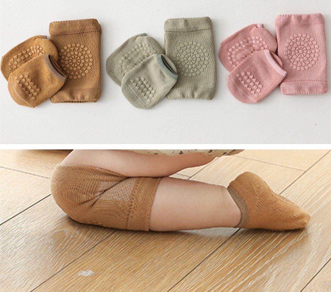 Socken 3 Paars Baby Krabbel Knieschoner,Stoppersocken Baby und Knieschoner