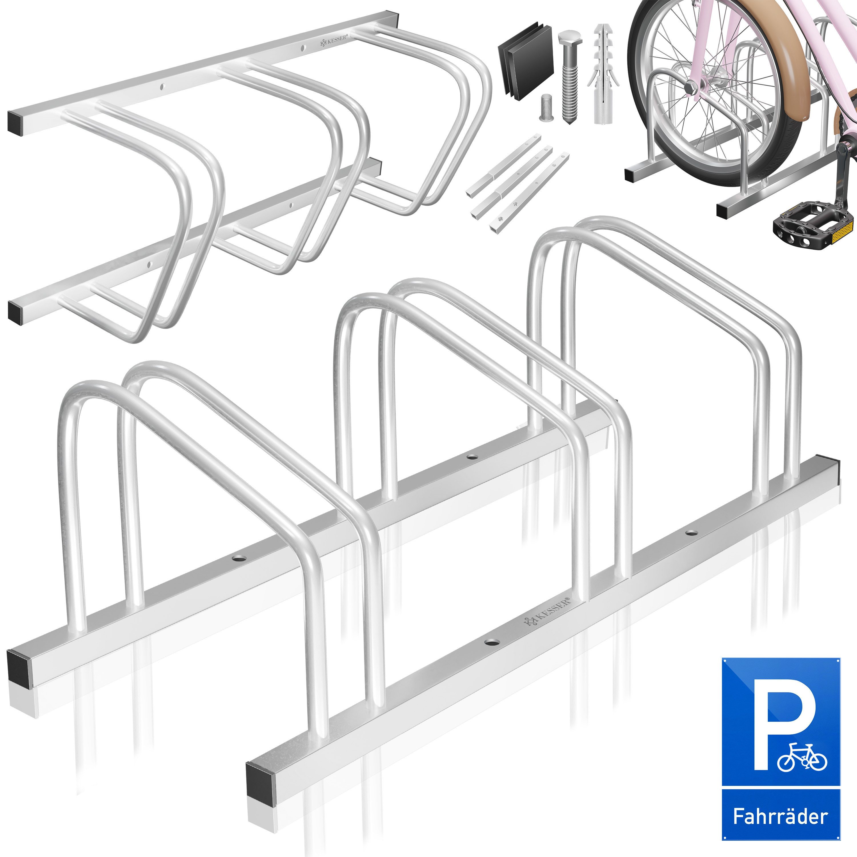 KESSER Fahrradständer, inkl. Parkschild Mehrfachständer mit 37cm Radabstand