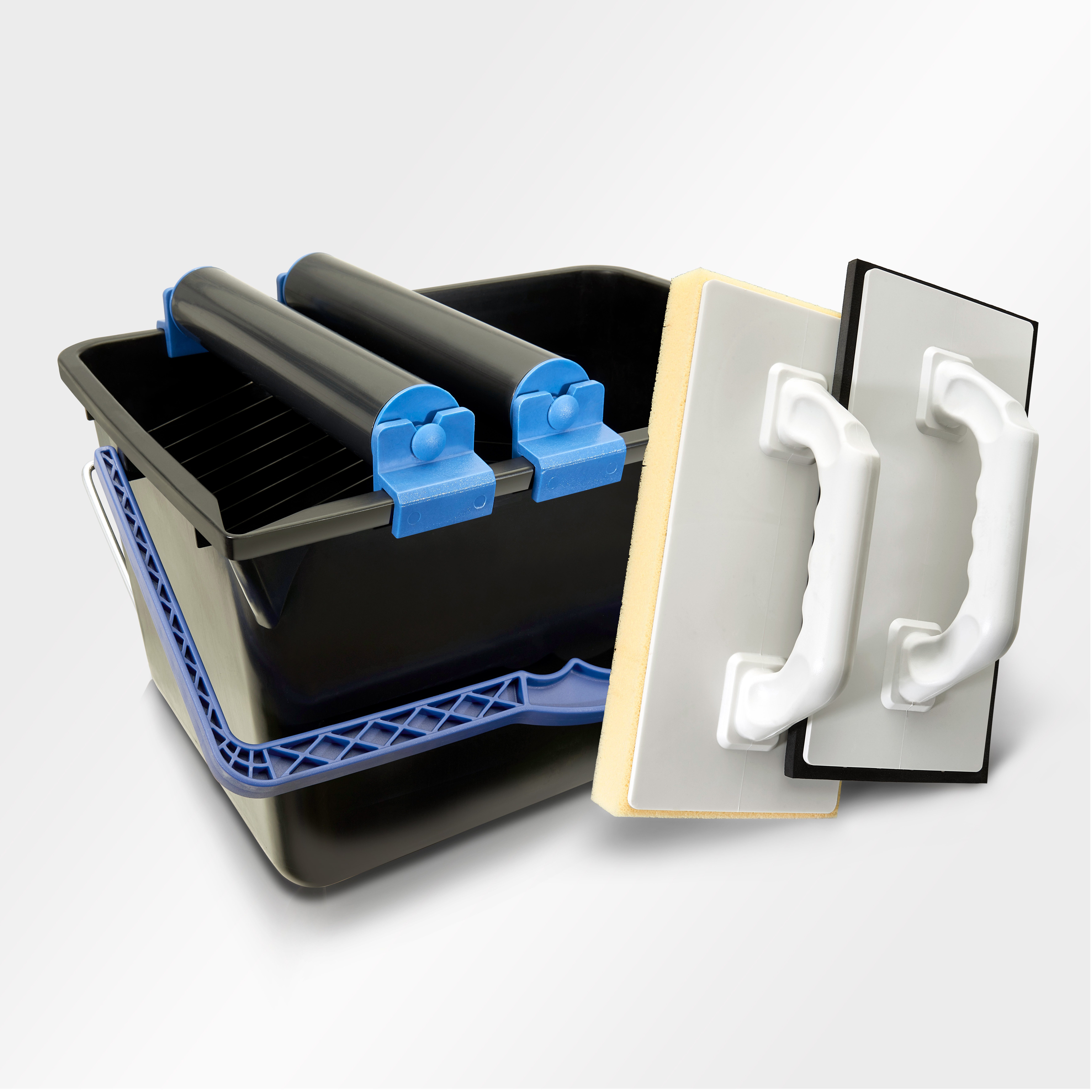 HELPMATE Fliesenrollenwasch-Set Fliesenwaschset 5-teilig 12L Eimer, Doppelrollen, Waschbrett, Verfugb, (5-tlg)