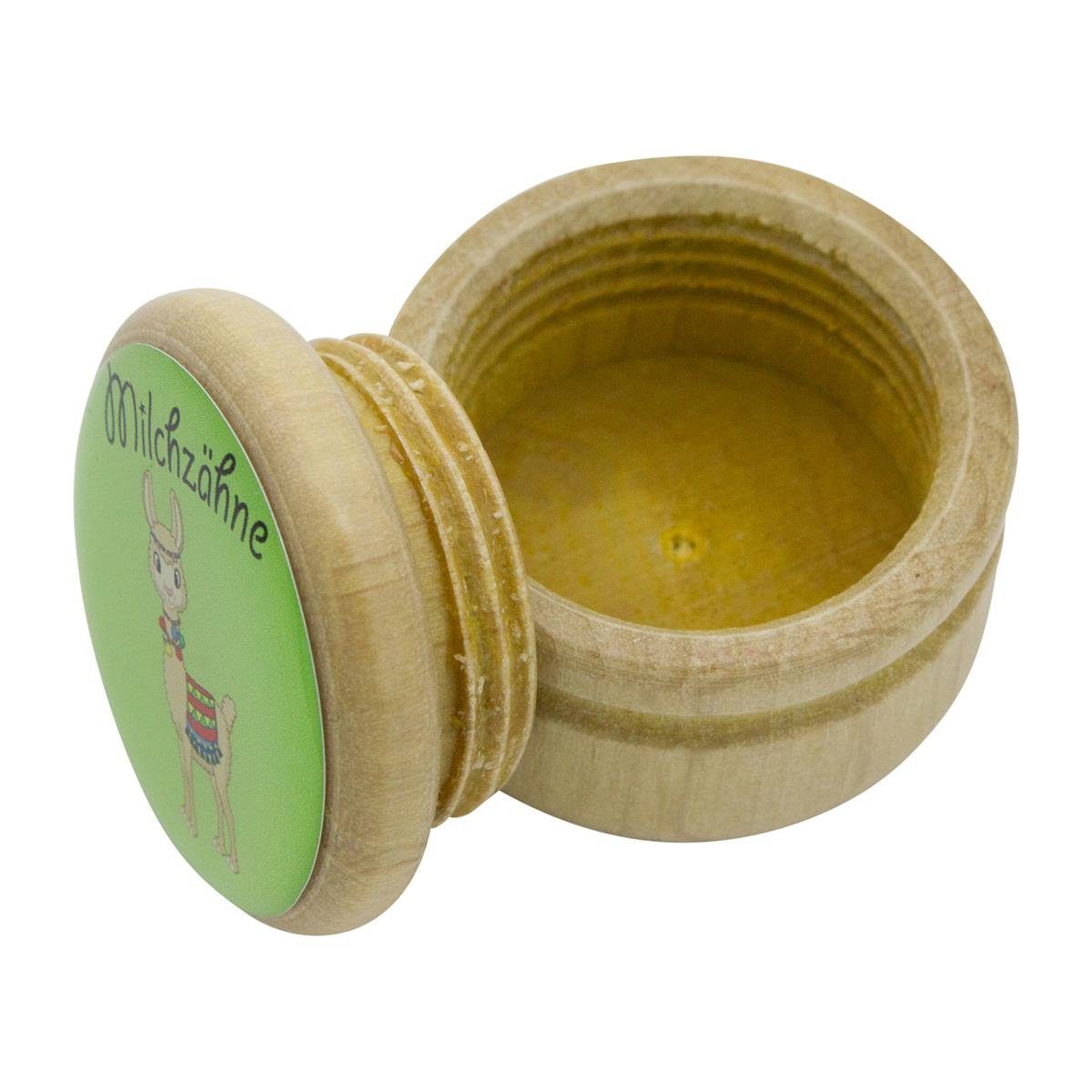 GICO Zahndose Milchzahndose Zahndose Milchzähne Holz 44 mm Lama - 7025, Bilderdose für Jungen und Mädchen