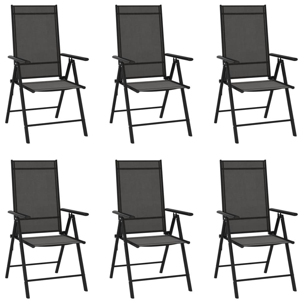 vidaXL Garten-Essgruppe 7-tlg. Garten-Essgruppe Schwarz Aluminium, (1-tlg)