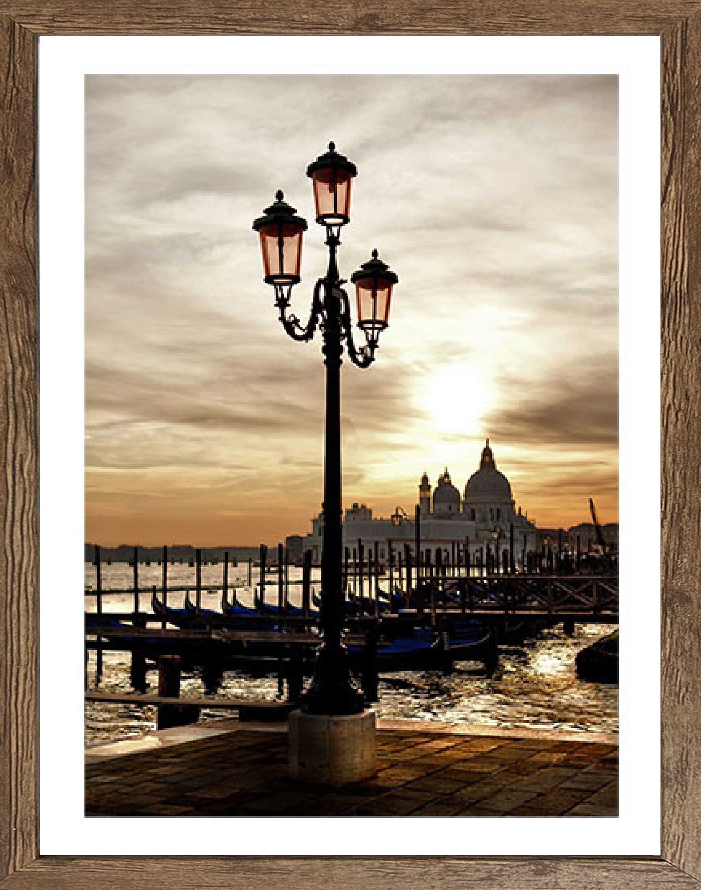 Bönninghoff Bild mit Rahmen, Europa, Gebäude, Italien, Landschaft, Sonnenaufgang & -untergang, Venedig (1 St)