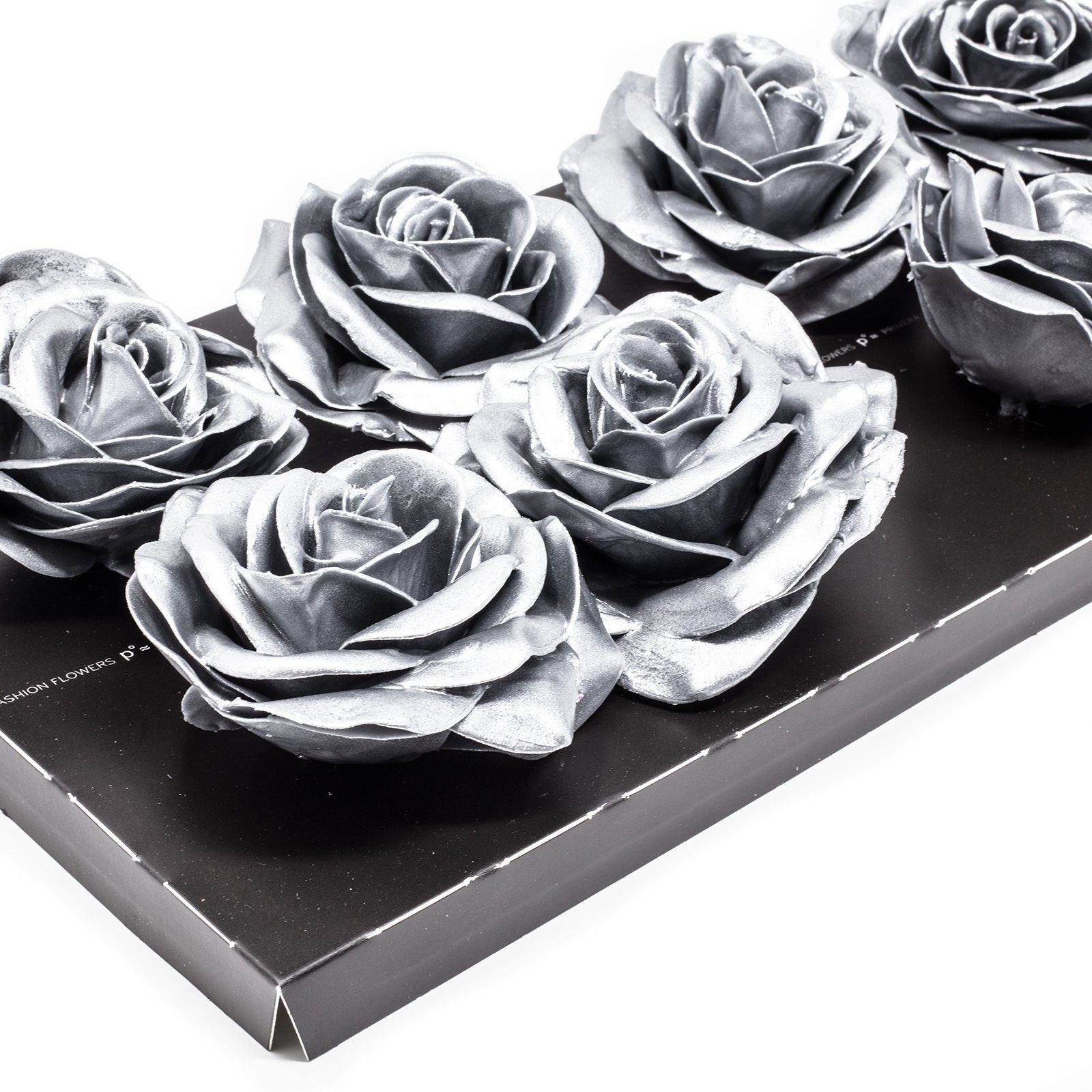 Höhe 10er-Set Wachsrose - Silver, 20 cm Primera, Trockenblume