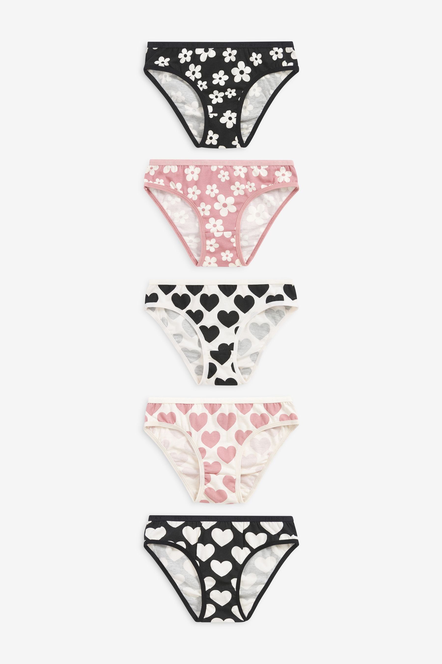 5er-Pack Sternen, Next Heart mit und (5-St) Bikinislip Punkten Pink/Black/White Bikini-Slips