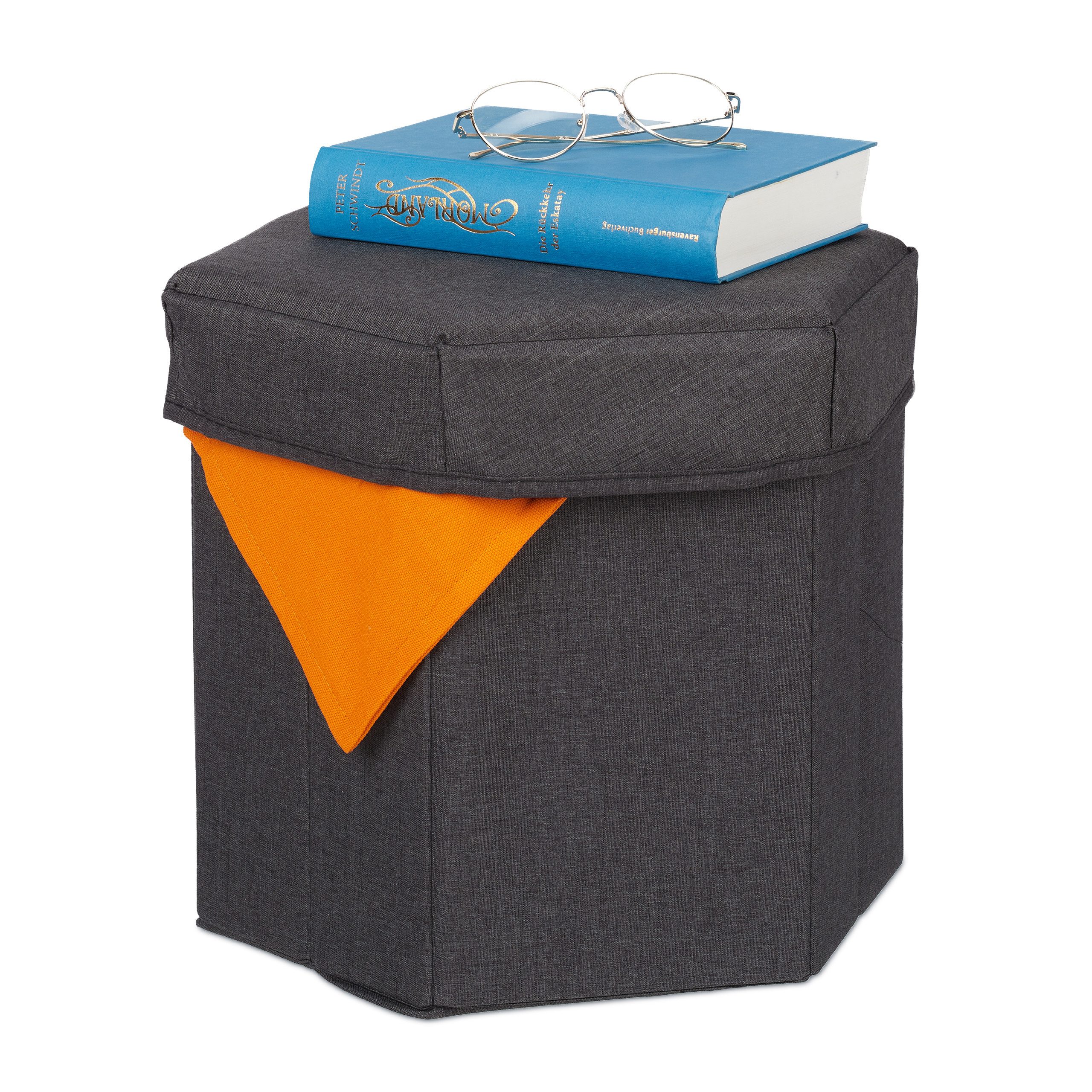 relaxdays Sitzhocker mit Stauraum, Dunkelgrau günstig online kaufen