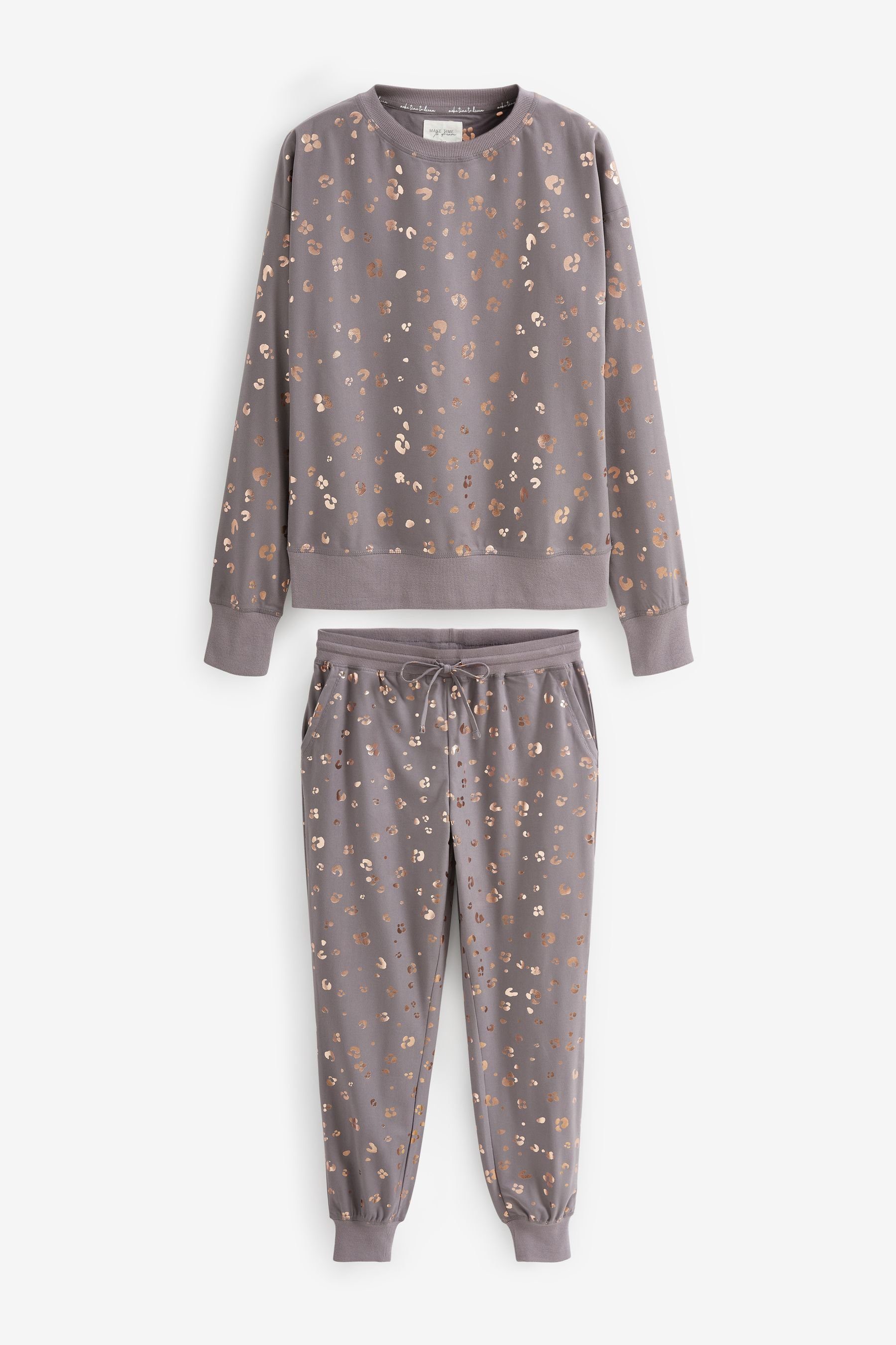 Next Pyjama Bequemer und superweicher Pyjama (2 tlg) Lilac Purple Leopard Foil