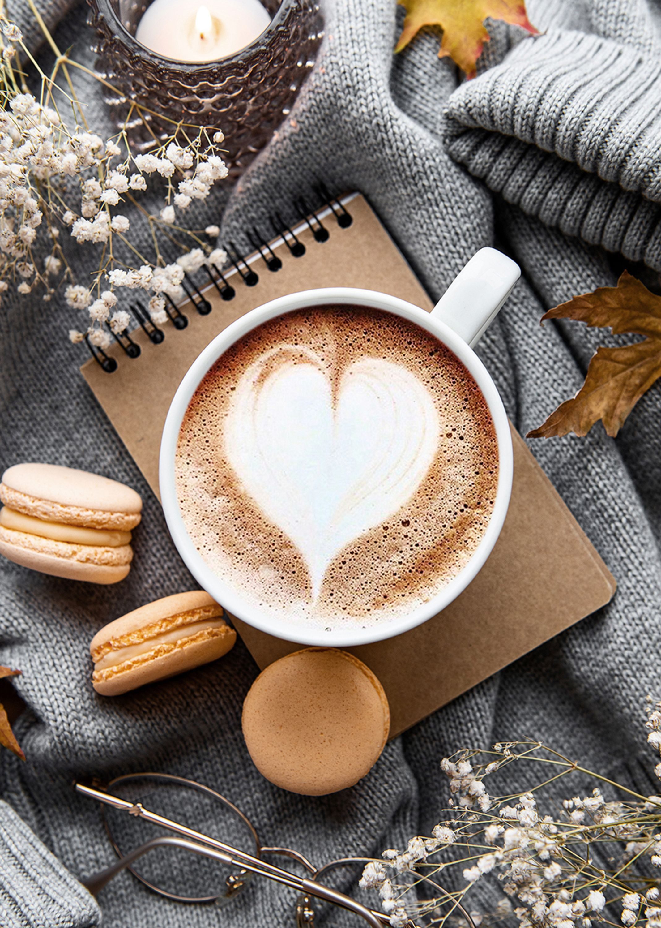 artissimo Deco-Panel Bild 20x30 cm Hochformat / Wandbild klein Küche / cozy modern boho, Küchenbild: Kaffee mit Herz in Grau Beige