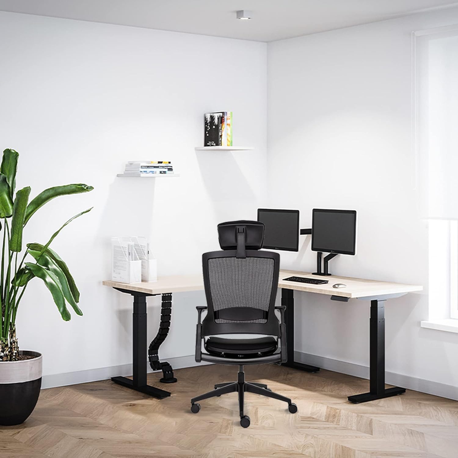 Ergotopia Eckschreibtisch Desktopia Edge elektrisch höhenverstellbares Tischgestell in L-Form