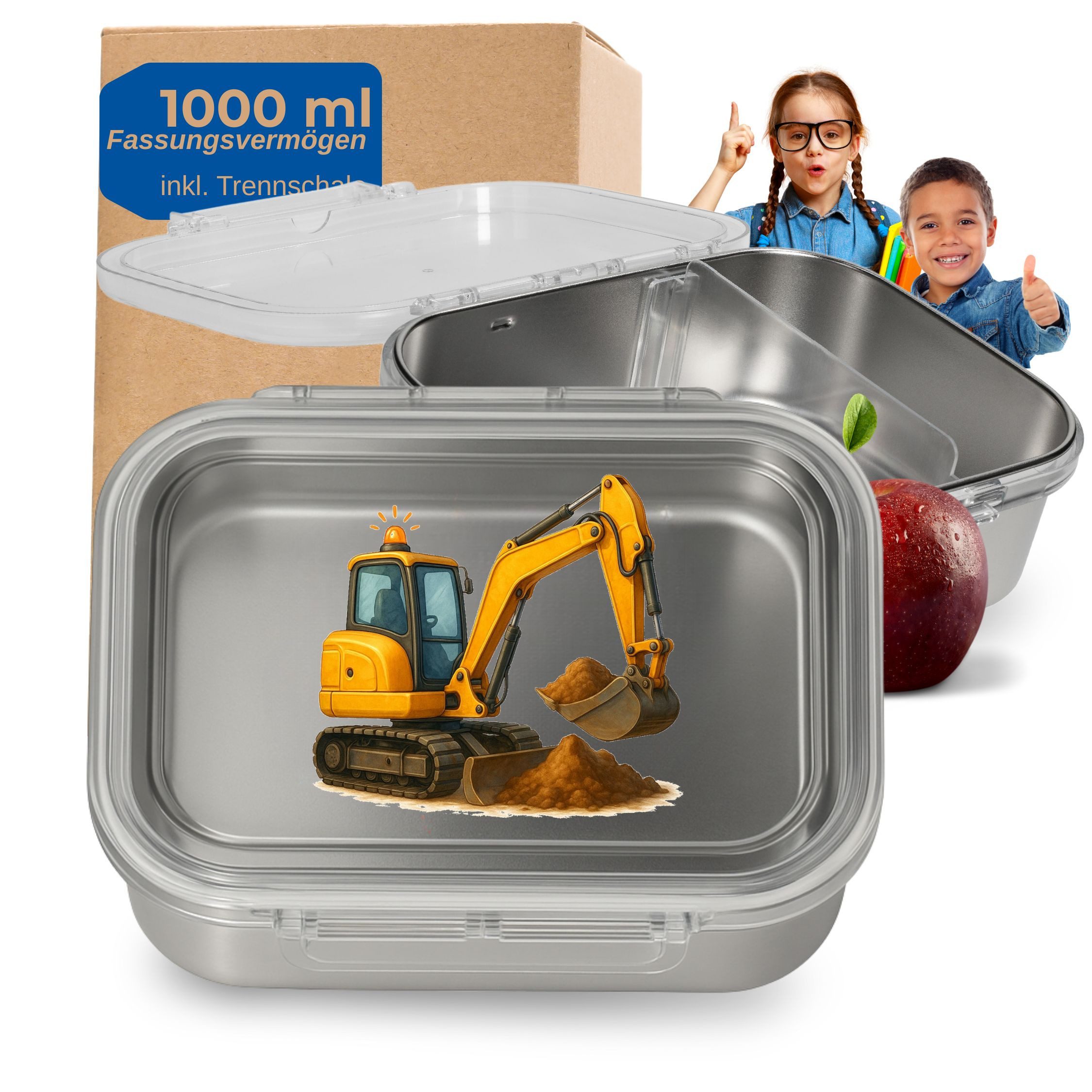 elasto Lunchbox Motiv Brotdose für Kinder 1000 ml für Schule und Kindergarten