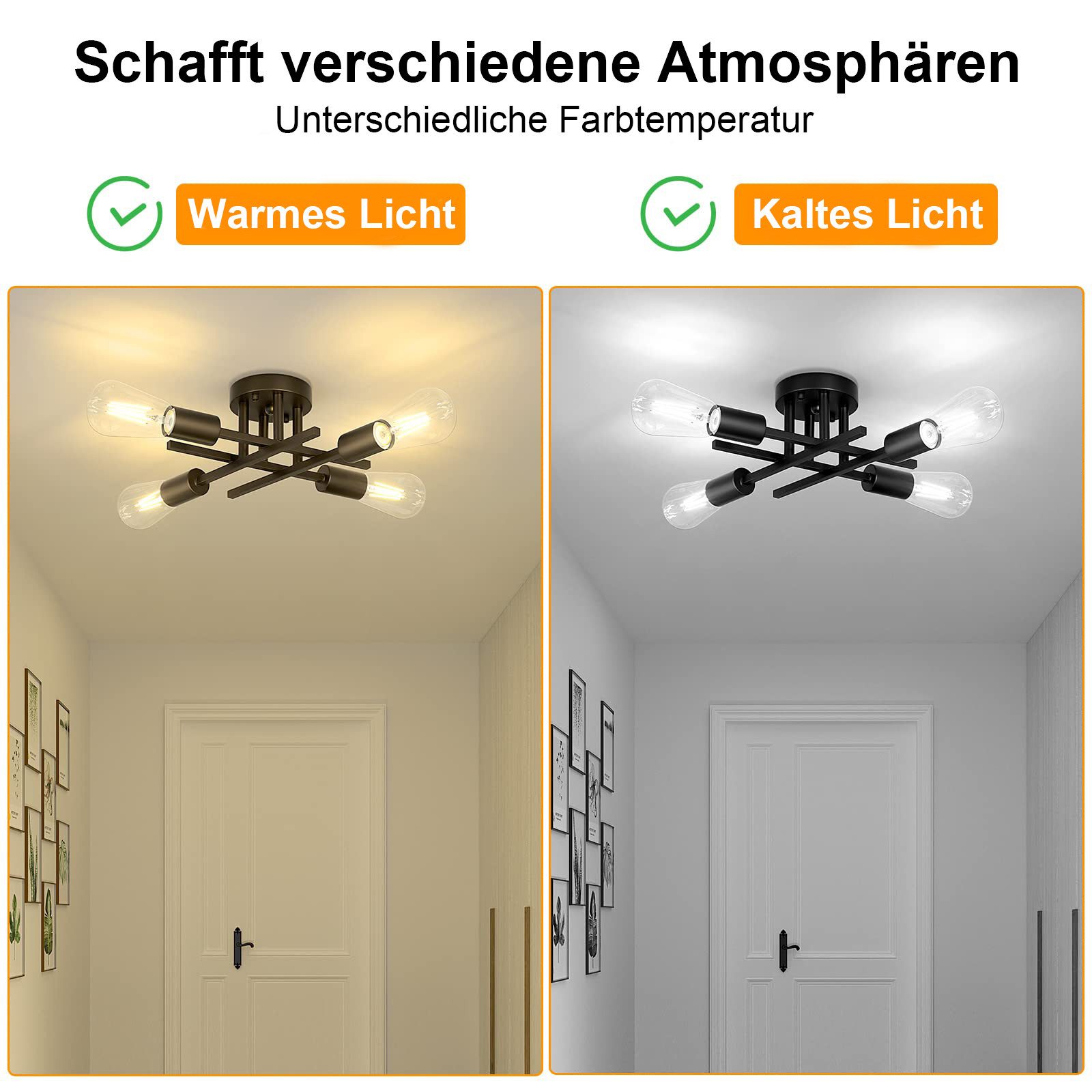 MUPOO LED Deckenleuchte Vintage Retro LED Deckenlampe aus Metall Schwarz E2 günstig online kaufen