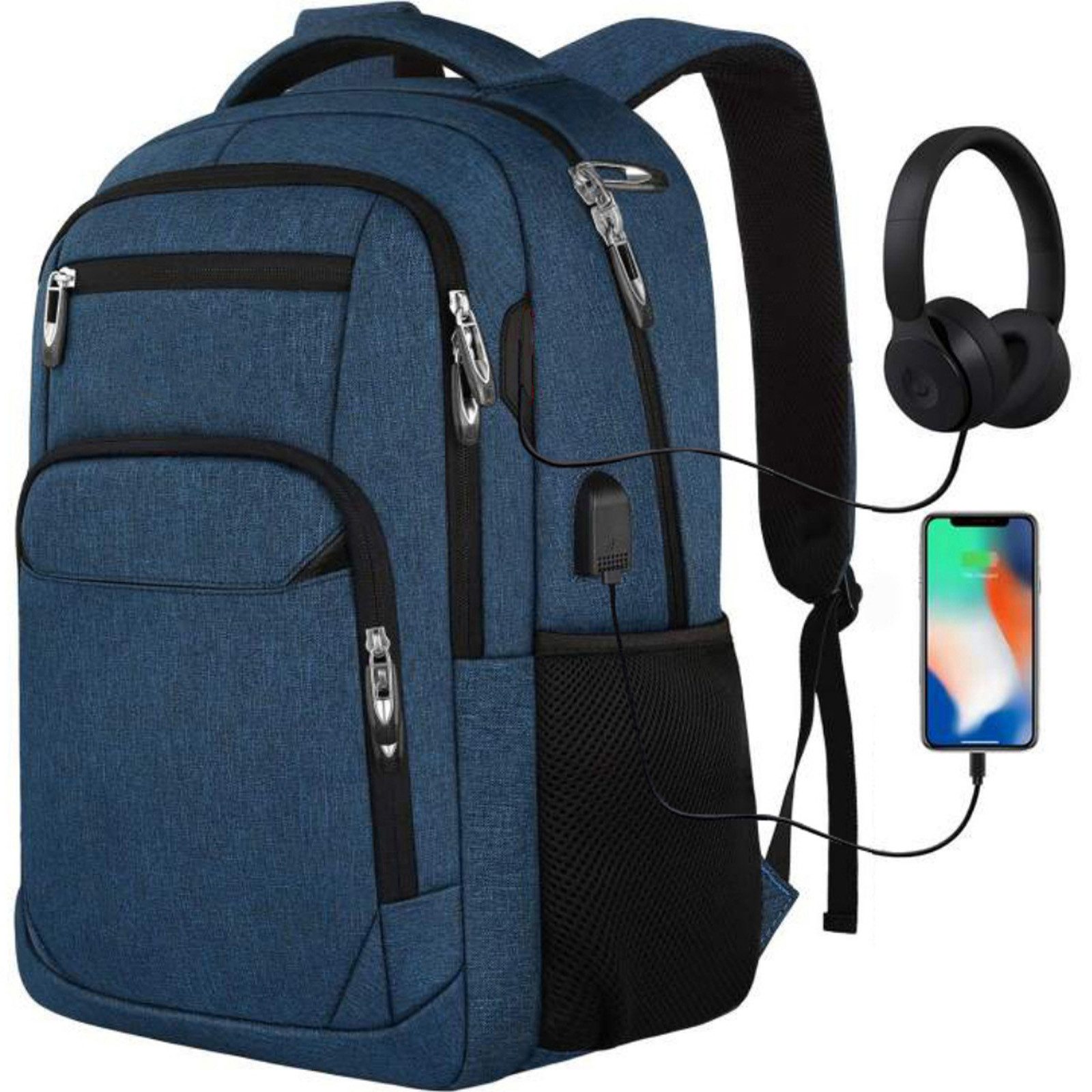 REDOM Laptoprucksack Laptop Rucksack Rucksäcke Schulrucksack Wasserbeständig Laptoptasche (Laptop Notebook Tasche Schule Uni Rucksack, 1-tlg., Sportrucksack, mit USB-Anschluss, Anti-Diebstahl, Backpack mit Laptopfach), fur Herren Damen Jungen Teenager Freizeit Arbeit Business Reisen