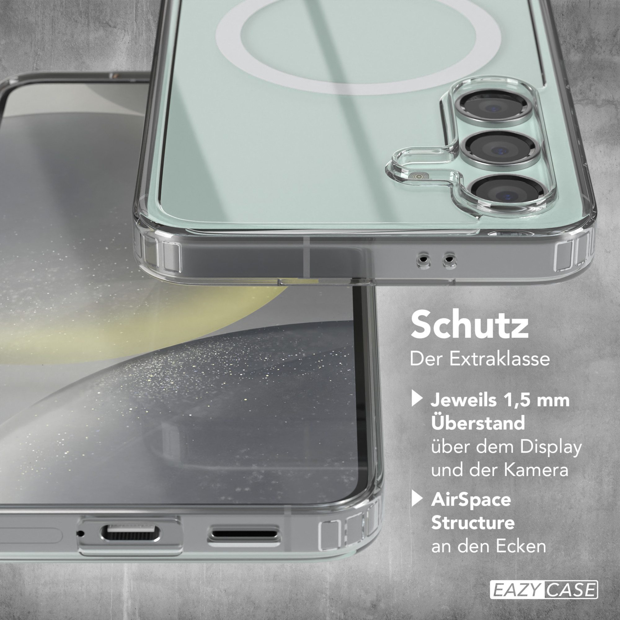 EAZY CASE Handyhülle Transparente Hülle MagSafe Samsung Galaxy S24 FE 6,7 Zoll, Back Cover, Bumper Case, Handy Schutzhülle Kameraschutz, Durchsichtig – Bild 4 von 5