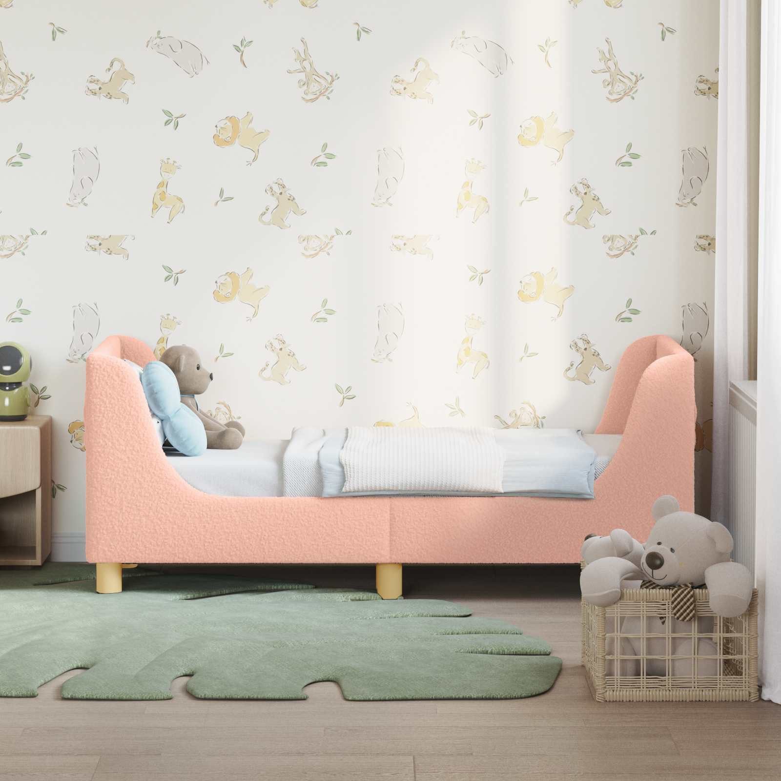 vidaXL Bett Kinderbettgestell mit Kopfteil Rosa 70 x 140 cm Schafstoff (1-t günstig online kaufen