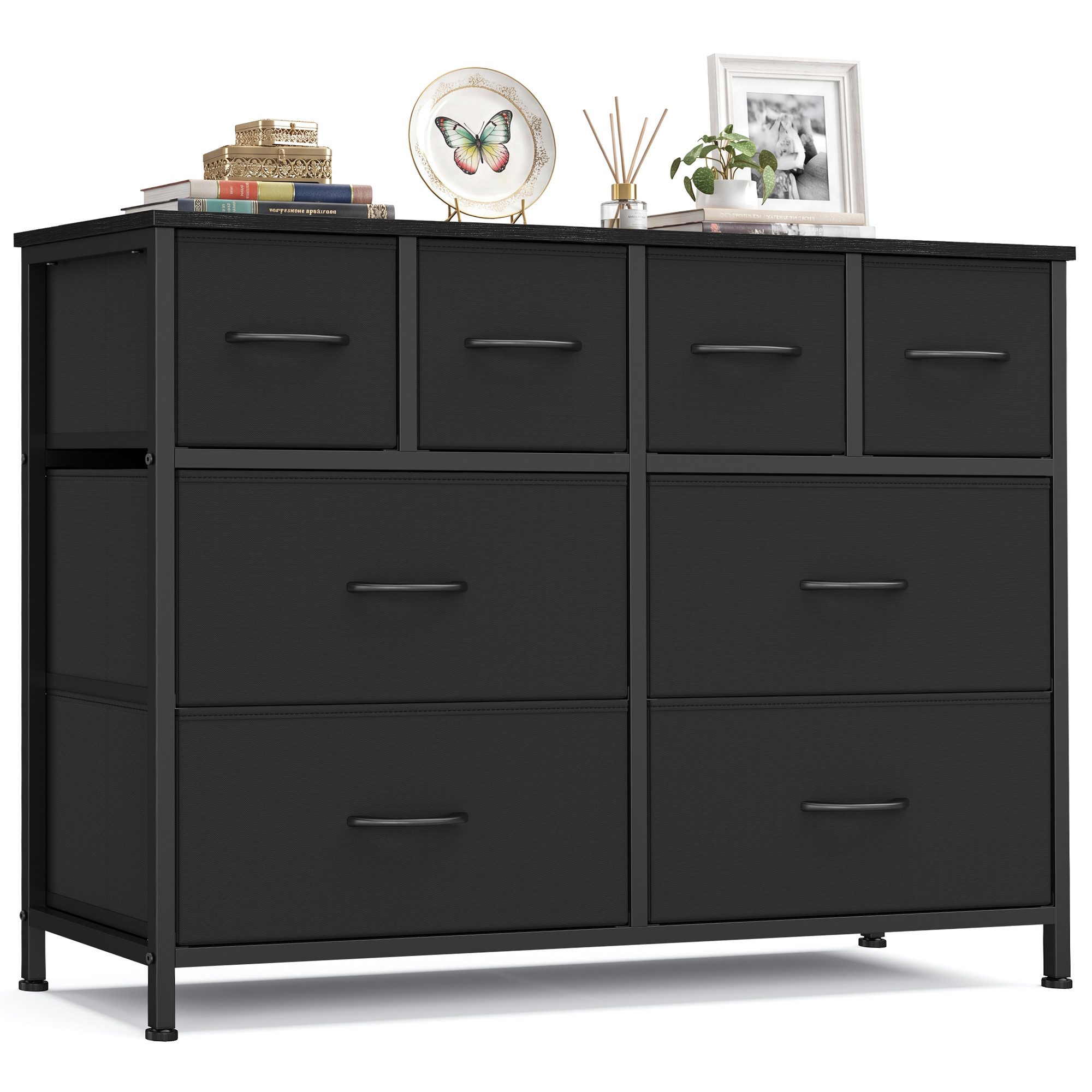 SONGMICS Kommode mit Stoffschubladen, für Schlafzimmer, Wohnzimmer, Flur, Aufbewahrungsschrank mit 8 Schubladen, 98,7 x 30 x 74,7 cm