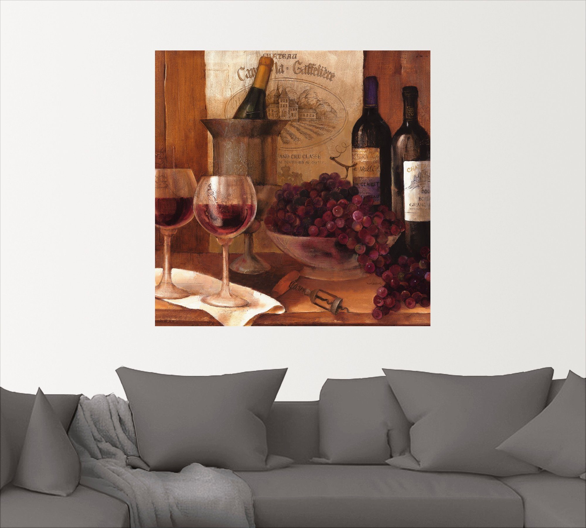 (1 Wein, Artland Poster versch. in Wandbild St), oder Größen Leinwandbild, Wandaufkleber Vintage Getränke als