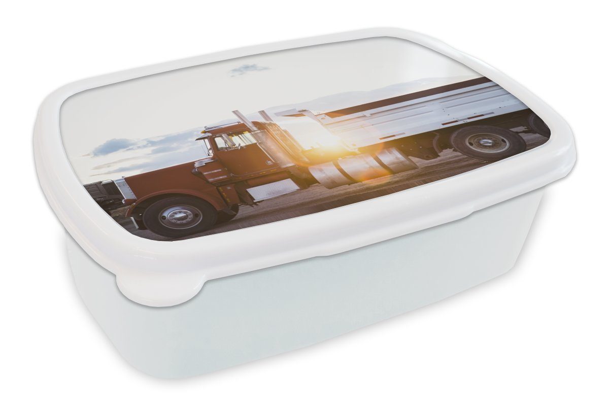 Lunchbox Kunststoff, für MuchoWow Trucks, und des Sonnenstrahlen Mädchen für amerikanischen Brotbox entlang Brotdose, (2-tlg), Kinder weiß und Jungs Erwachsene,