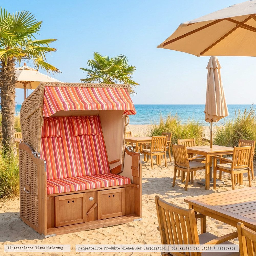 novely® Stoff Abverkauf, BARCELONA UV ACRYL Markisenstoff Strandkorb Outdoor Stoff, UV-Beständig, Schmutzabweisend, Robust, Meterware, 1lfm