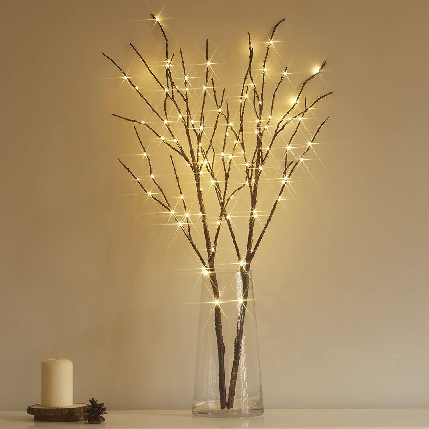 MUPOO LED-Leuchtzweig LED Leuchtzweig LED-Dekolicht Batteriebetrieben Künstliche Zweige 70cm, Warmweiß Weihnachten Dekoration für Vase, Zimmer