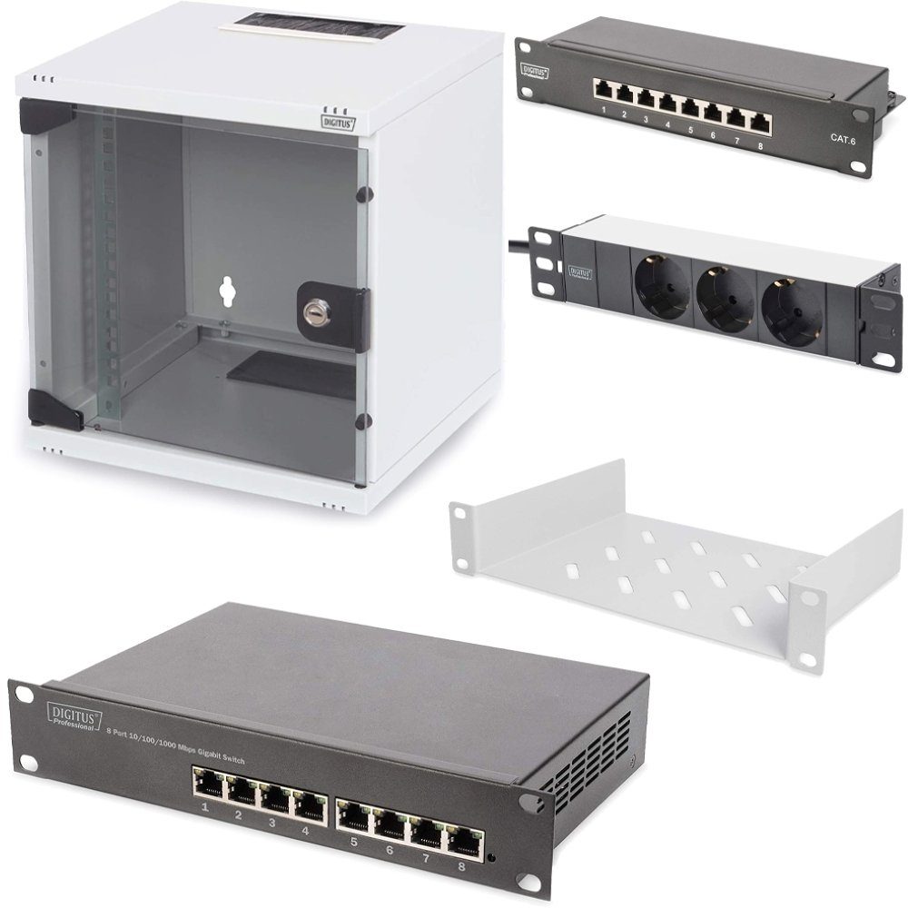 Netzwerkschrank DN-10-SET-1 Wandgehäuse 6HE - Netzwerkschrank - lichtgrau