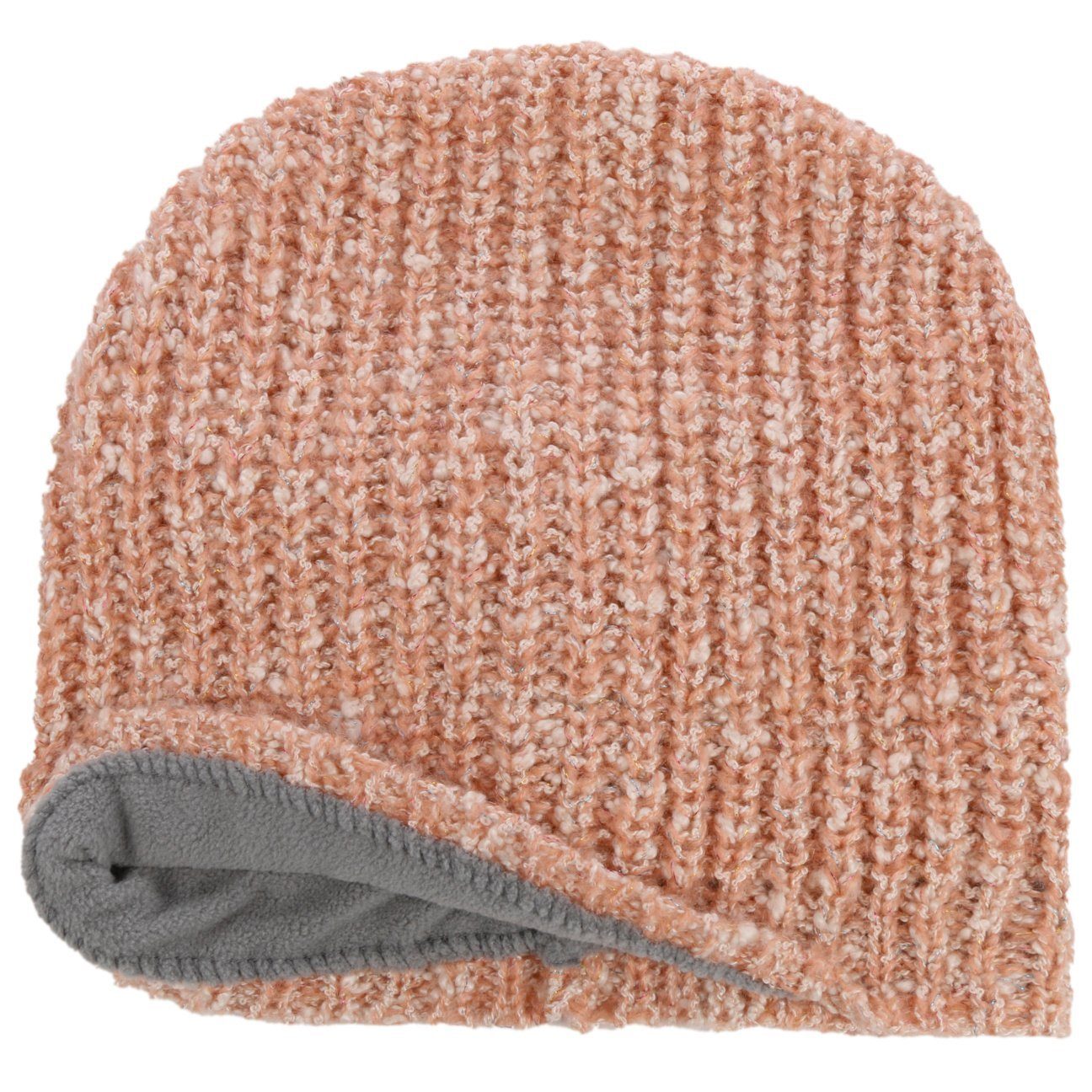 Strickmütze rosa Beanie (1-St) Futter Seeberger mit